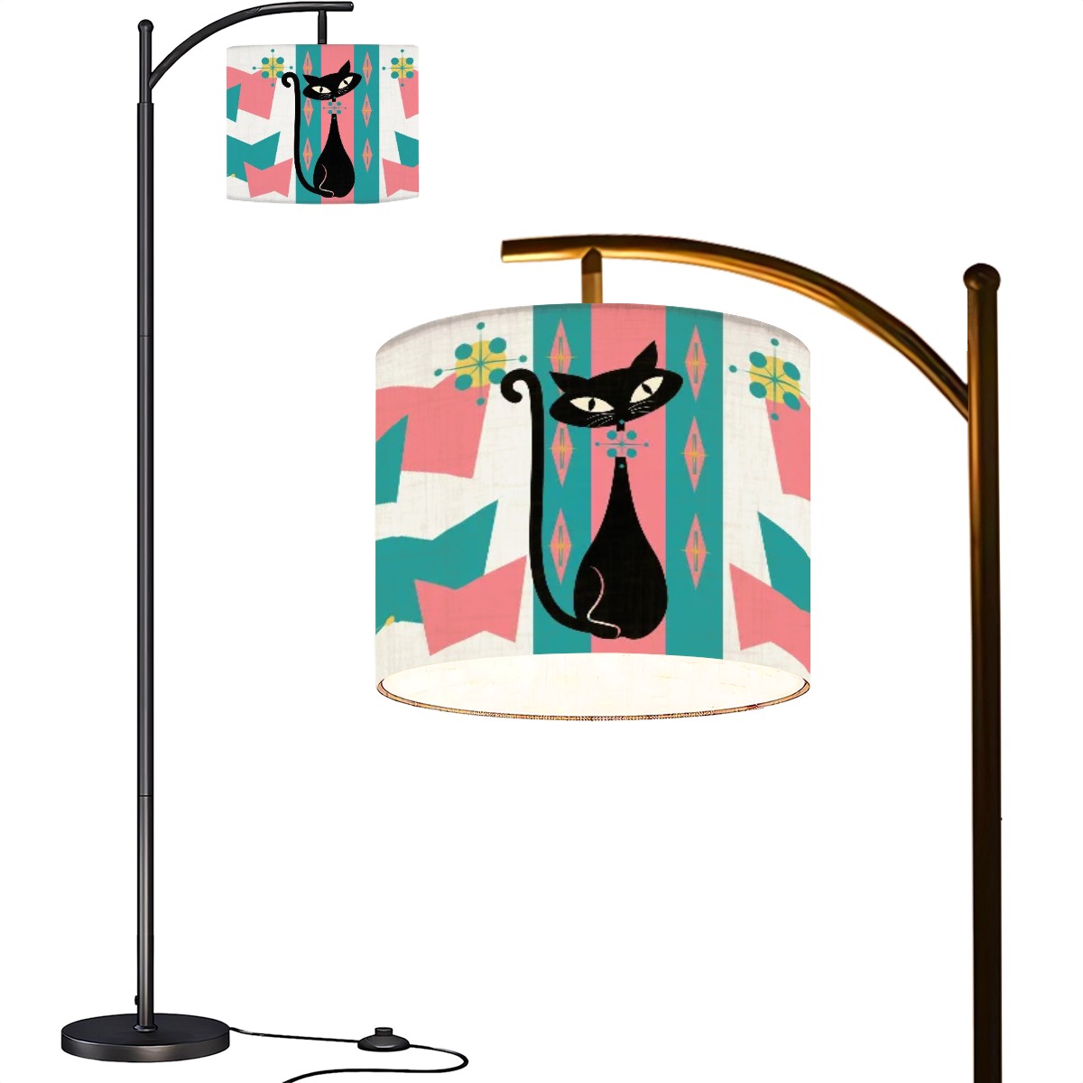 Mid Mod Retro Atomic Cat MCM Arc Floor Lamp - Mid Century Modern Gal