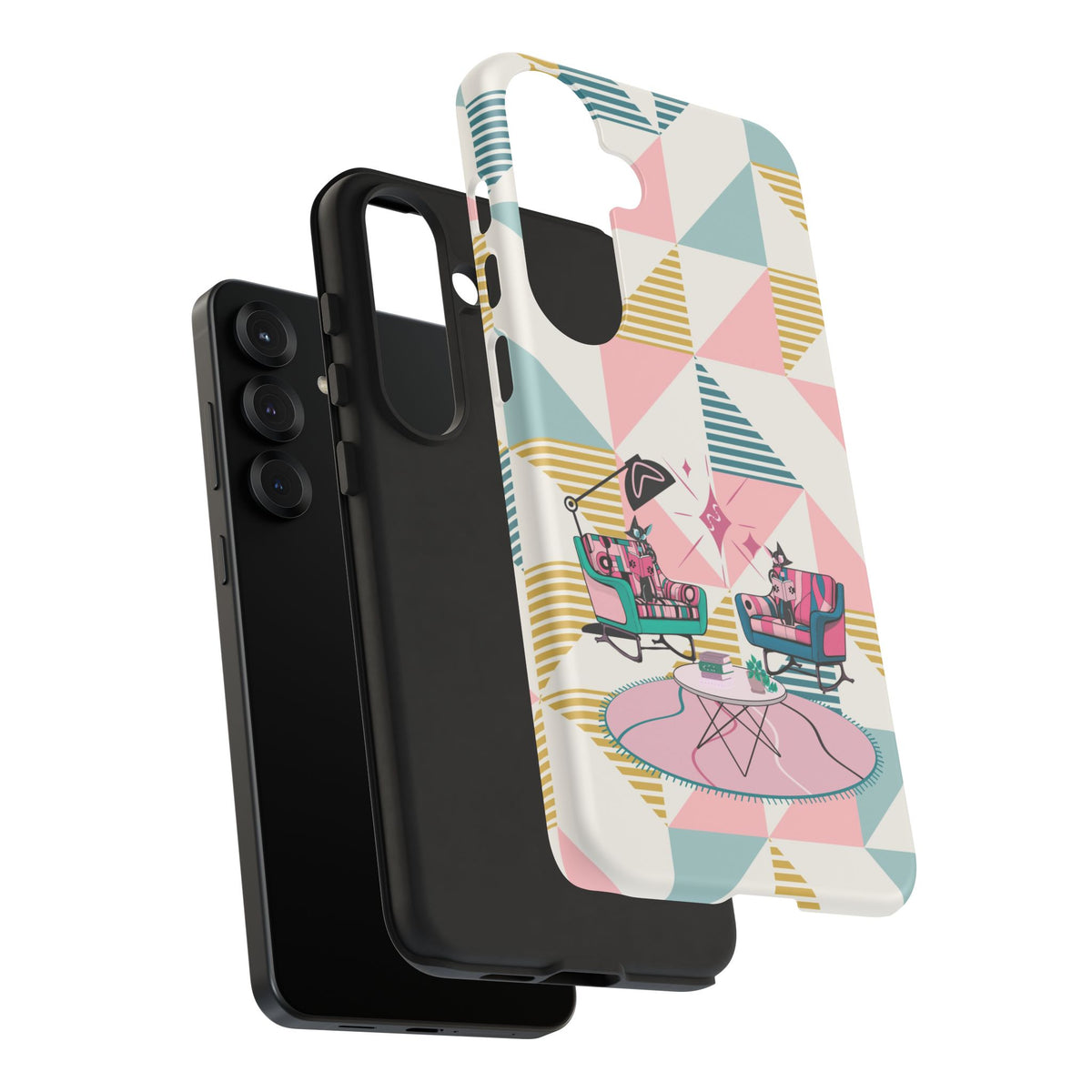 Atomic Cats Reading, Book Talk, Book Lover, Retro Chic Phone Case with Retro Vibe - Cozy Living Room Design