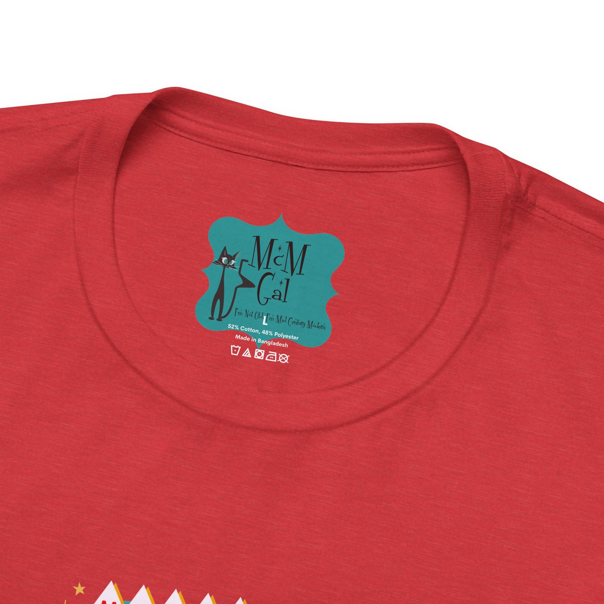 Festive Kitch Mid Mod Christmas Couple Tee - Unisex Short Sleeve Jersey Shirt - Mid Century Modern Gal