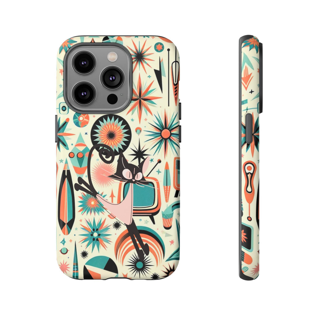 Atomic Kitty Boomerang Space Kitty Mid Century Modern Samsung, Smart Phone, Tough Cases - Mid Century Modern Gal