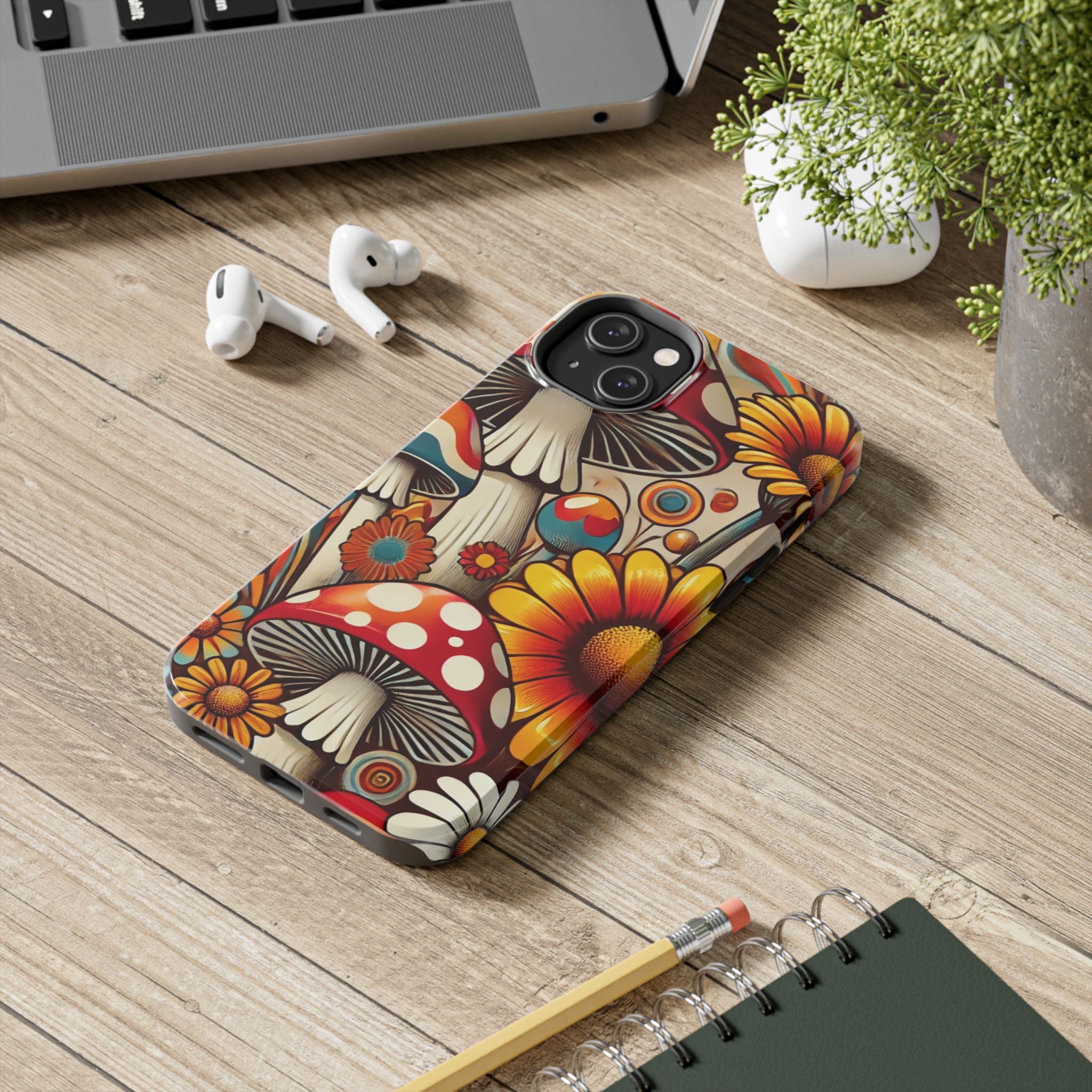 Bohemian Floral Mushroom Tough Phone Case - Trendy Protection for Nature Lovers - Mid Century Modern Gal
