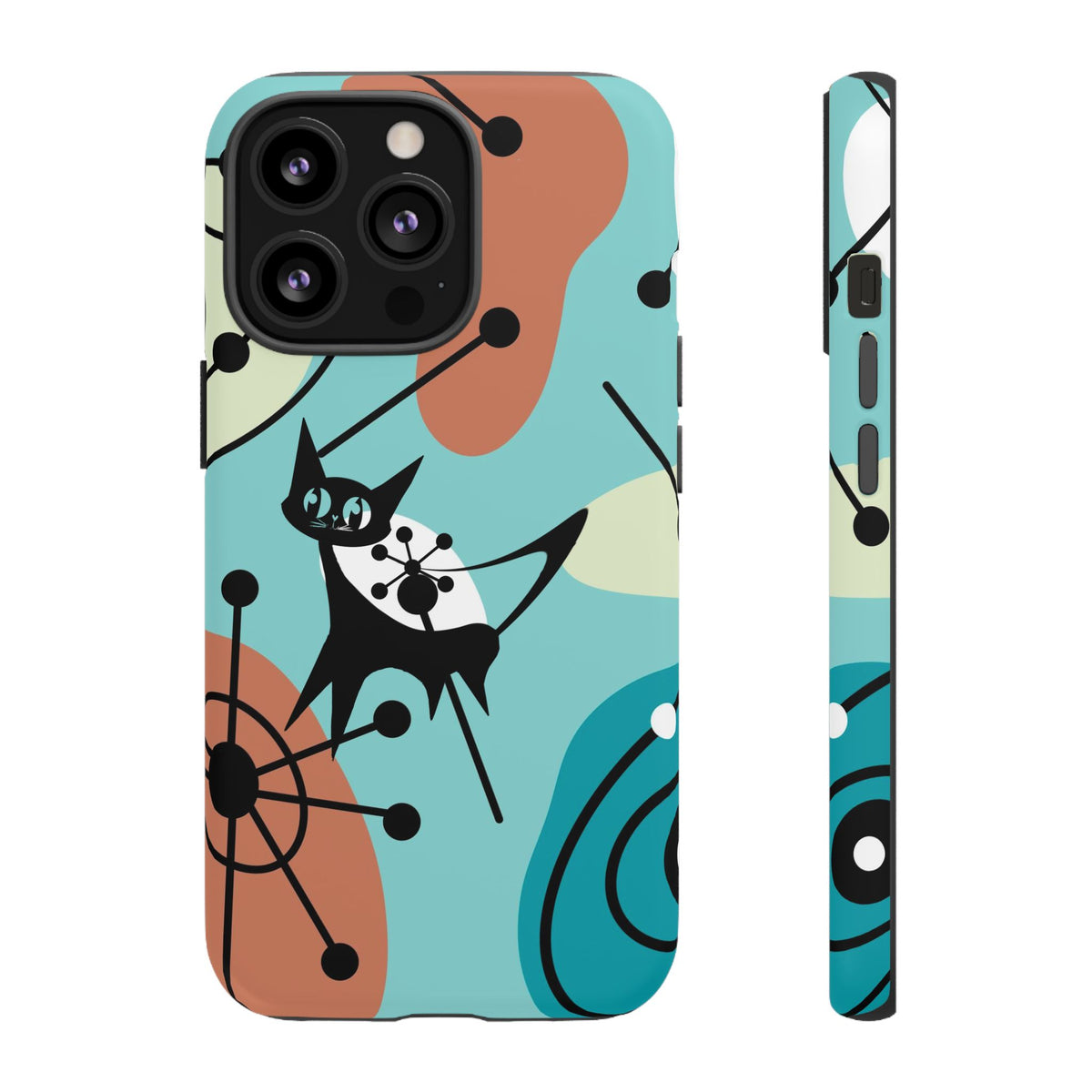 Atomic Kittie, Mid Century Modern Geometric Amoeba Retro Smart PhoneTough Phone