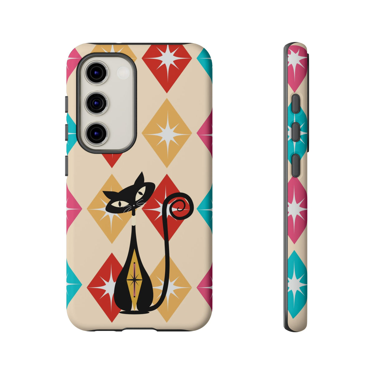 Mid Century Modern Atomic Cat, Atomic 50s Diamonds Retro Phone Tough Cases
