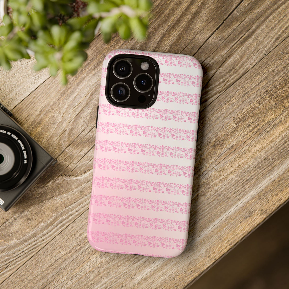 Pink Pyrex Gooseberry Striped Phone Case, Stylish Phone Cover, Tough Protective Case, Cute Cell Phone Case, Trending Gift for Her