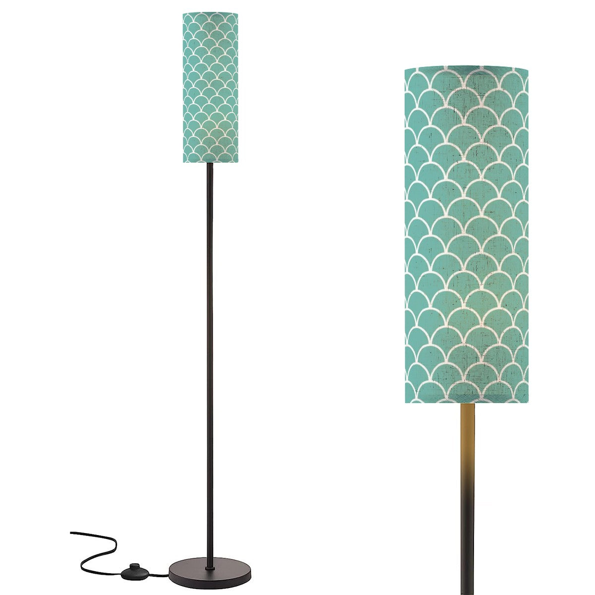 Aqua Blue Mermaid Fin Design Mid Century Modern Slim Floor Lamp - Mid Century Modern Gal