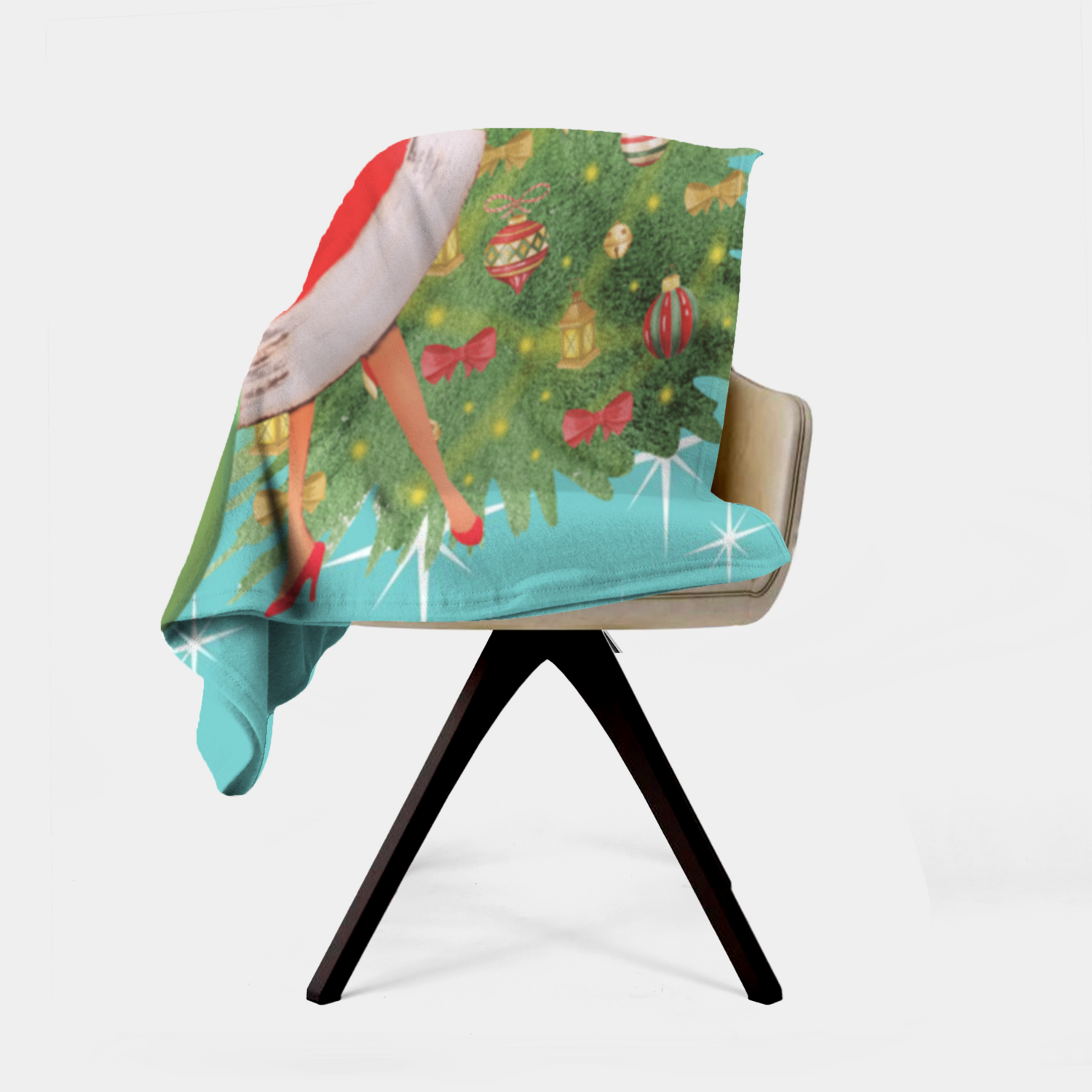 Holiday Vintage 50s Kitsch Retro Aqua Blue Diamond Starburst Mid Century Modern Vintage Christmas Holiday Decor Sherpa Blanket - Mid Century Modern Gal