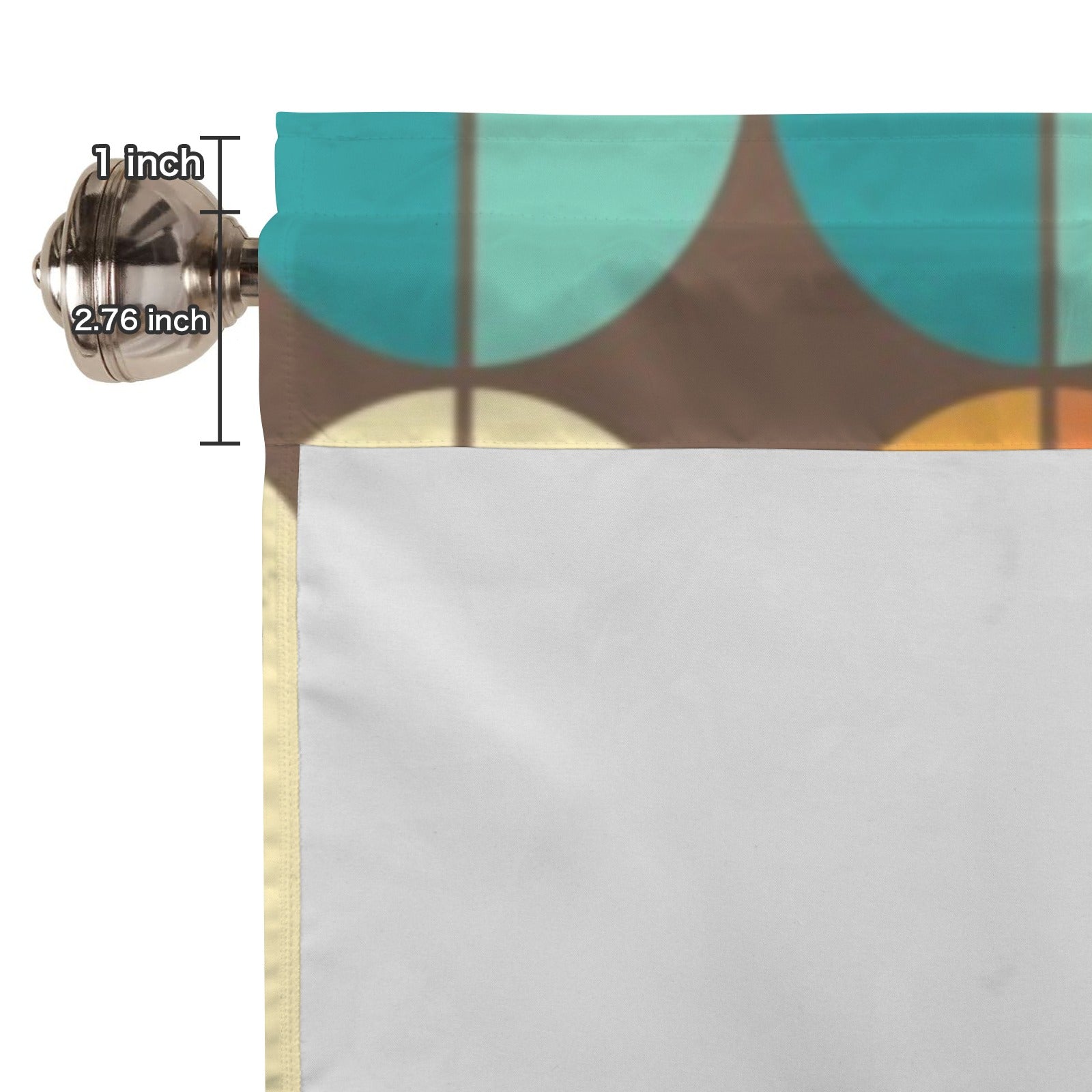 Mid Century Modern Orange Teal Geometric Retro Window Valance Curtain - Mid Century Modern Gal