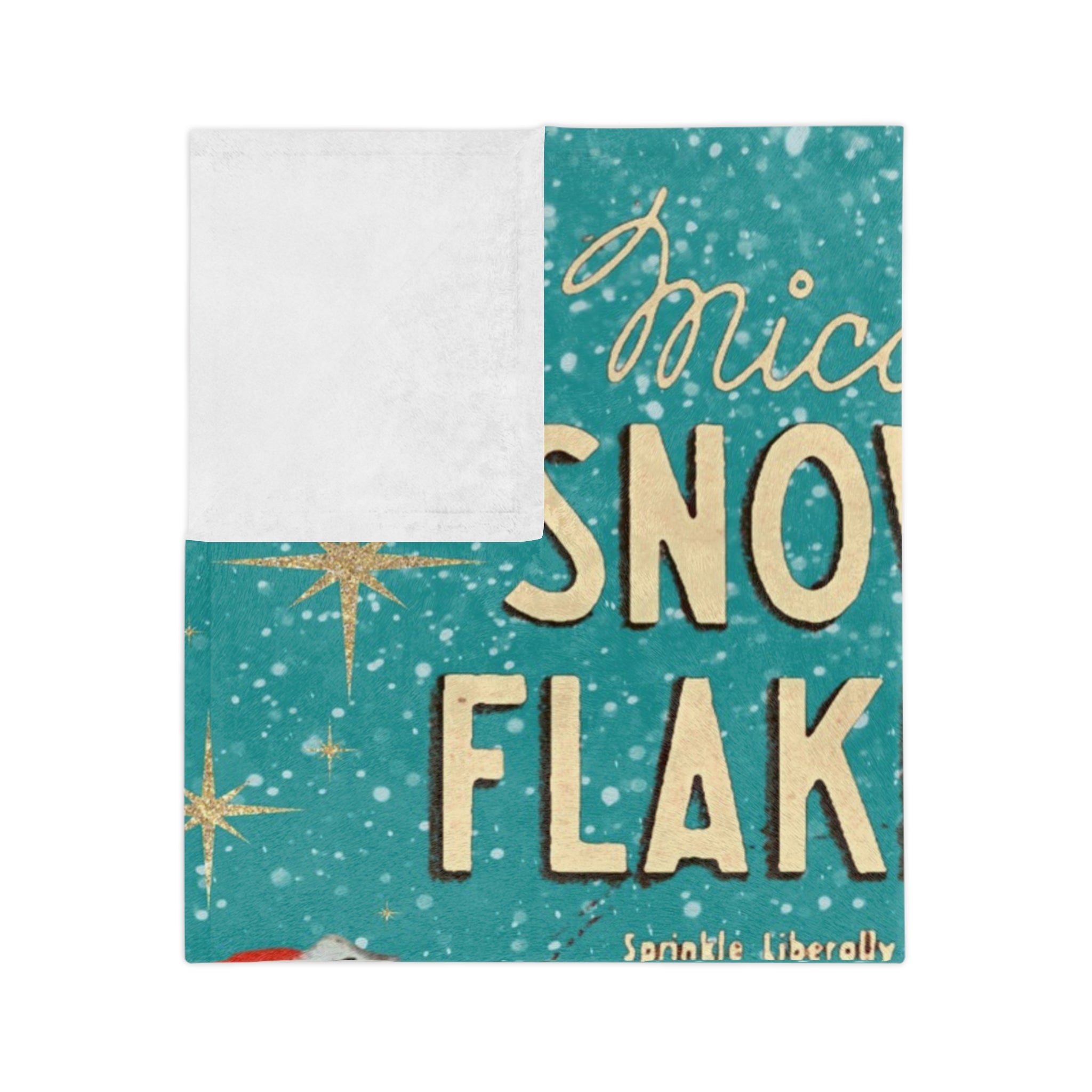 Christmas Stary Brite Ornaments, Kitschy Mod Teal Mica Snow 50s Christmas Velveteen Microfiber Blanket - Mid Century Modern Gal