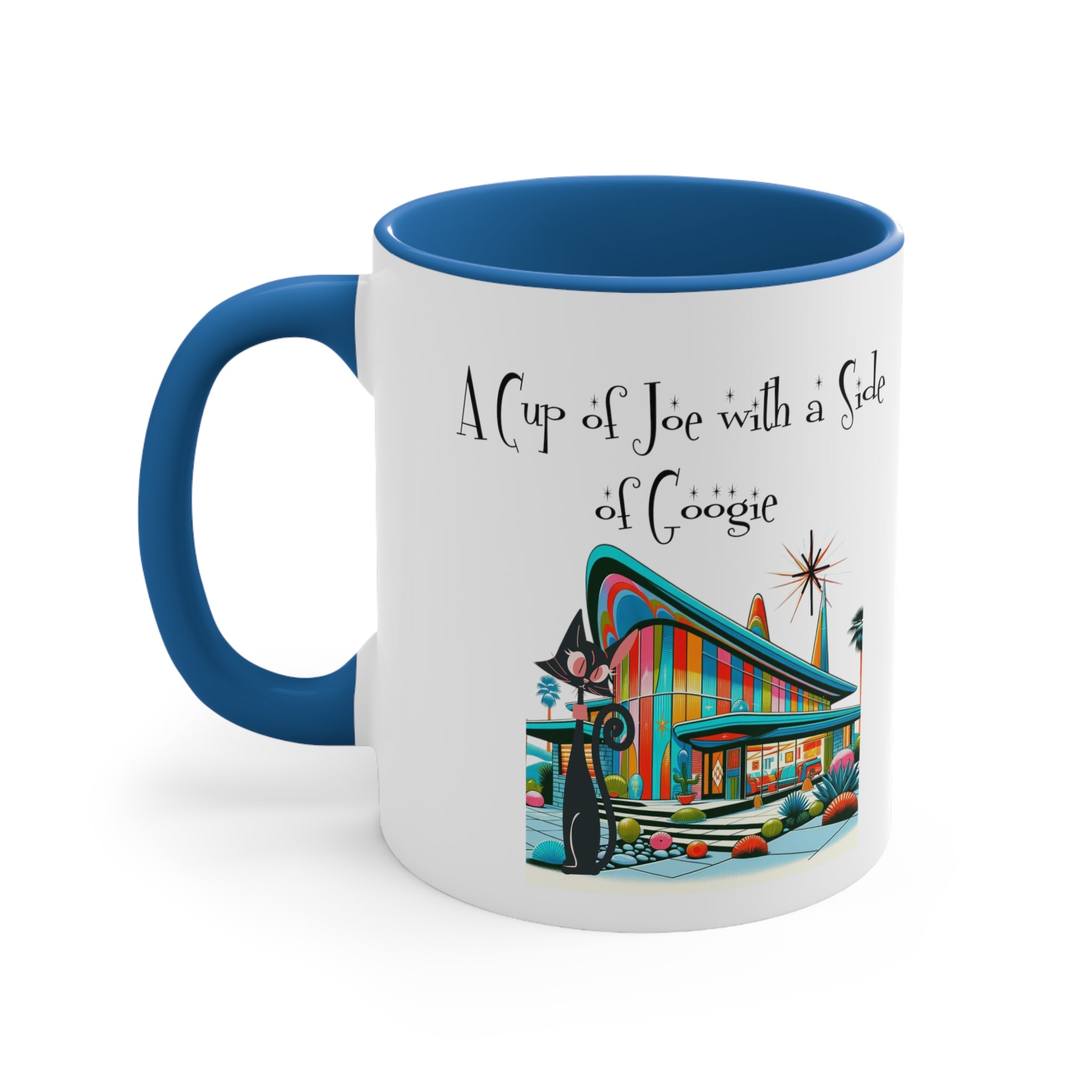 Mid Century Modern Drinkware, Atomic Cat Coffee Mug, Googie Designed, Mid Mod Coffee Lover Gifts - Mid Century Modern Gal