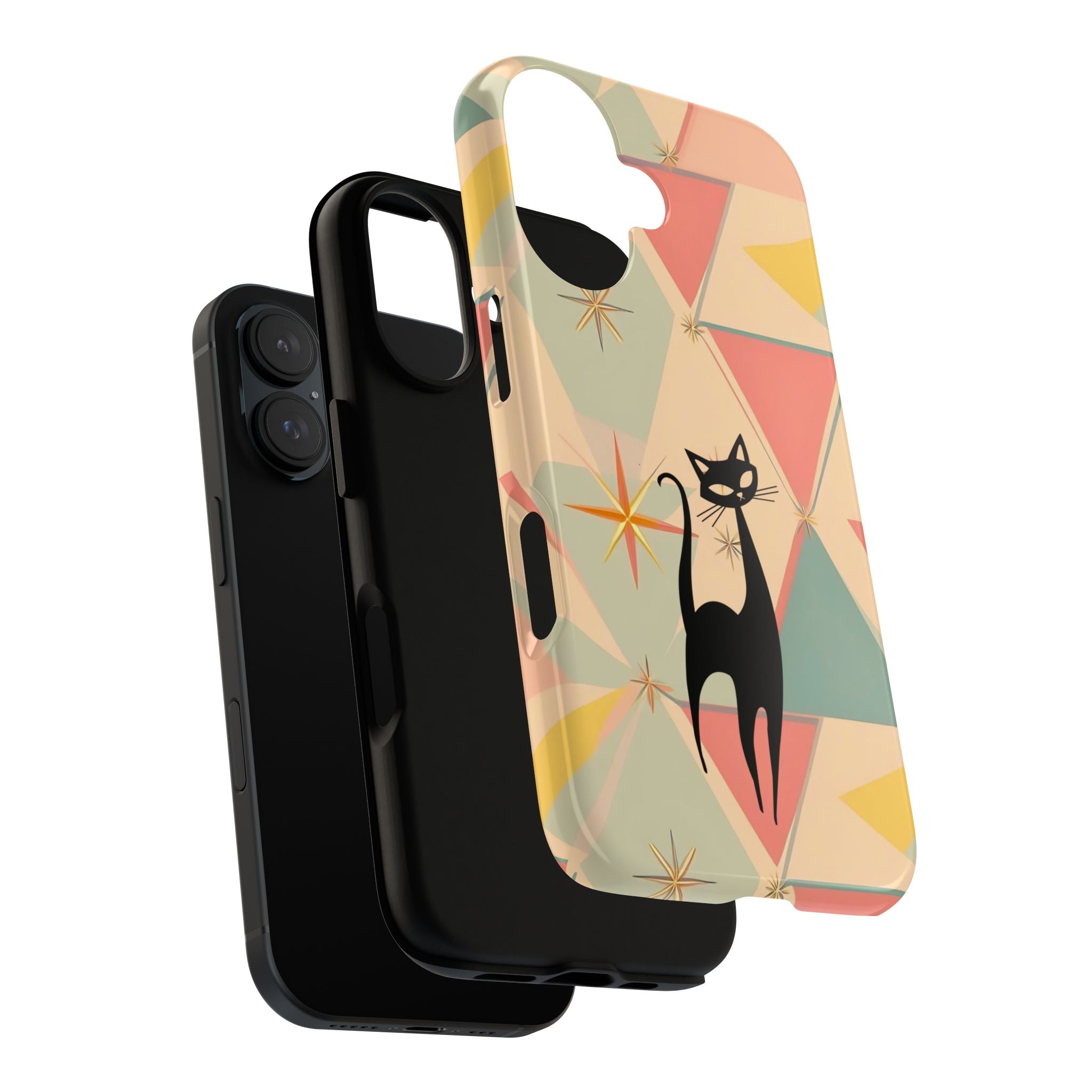 Atomic Cat Mid Mod Retro Cat Phone Case | Tough Cases with Vintage Vibe | Ideal for Cat Lovers