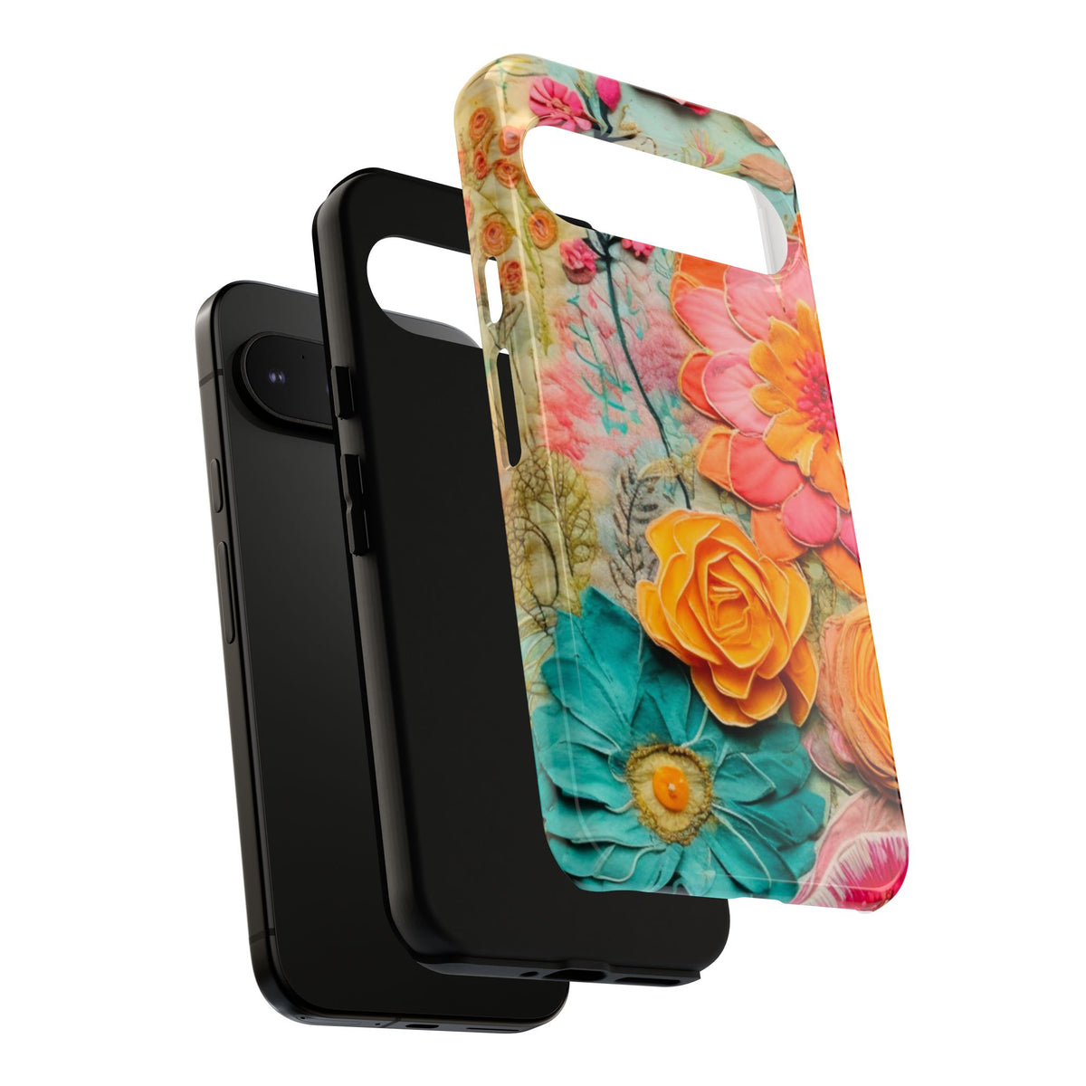 Boho Retro Floral Faux Pressed Flowers Smart Phone Tough Phone Cases