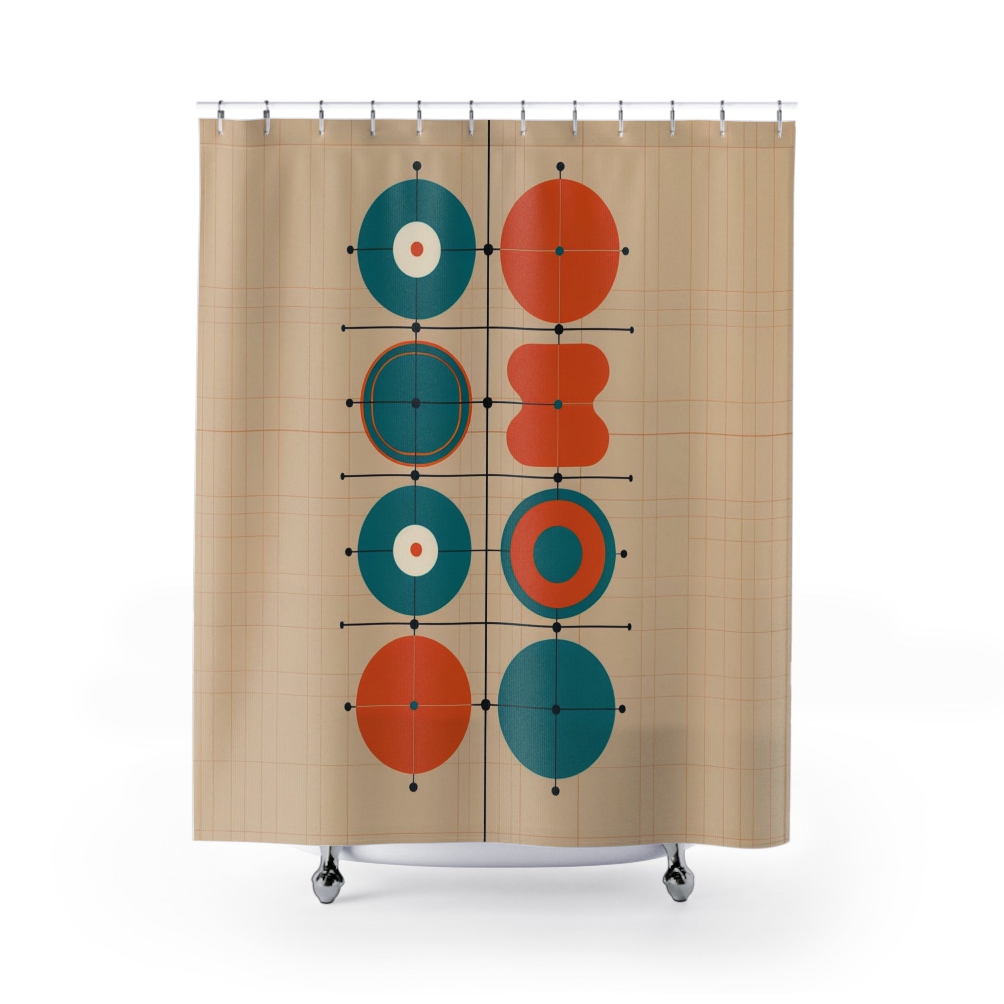 Mid-Century Modern Shower Curtain - Geometric Design for Stylish Bathrooms - Mid Century Modern Gal