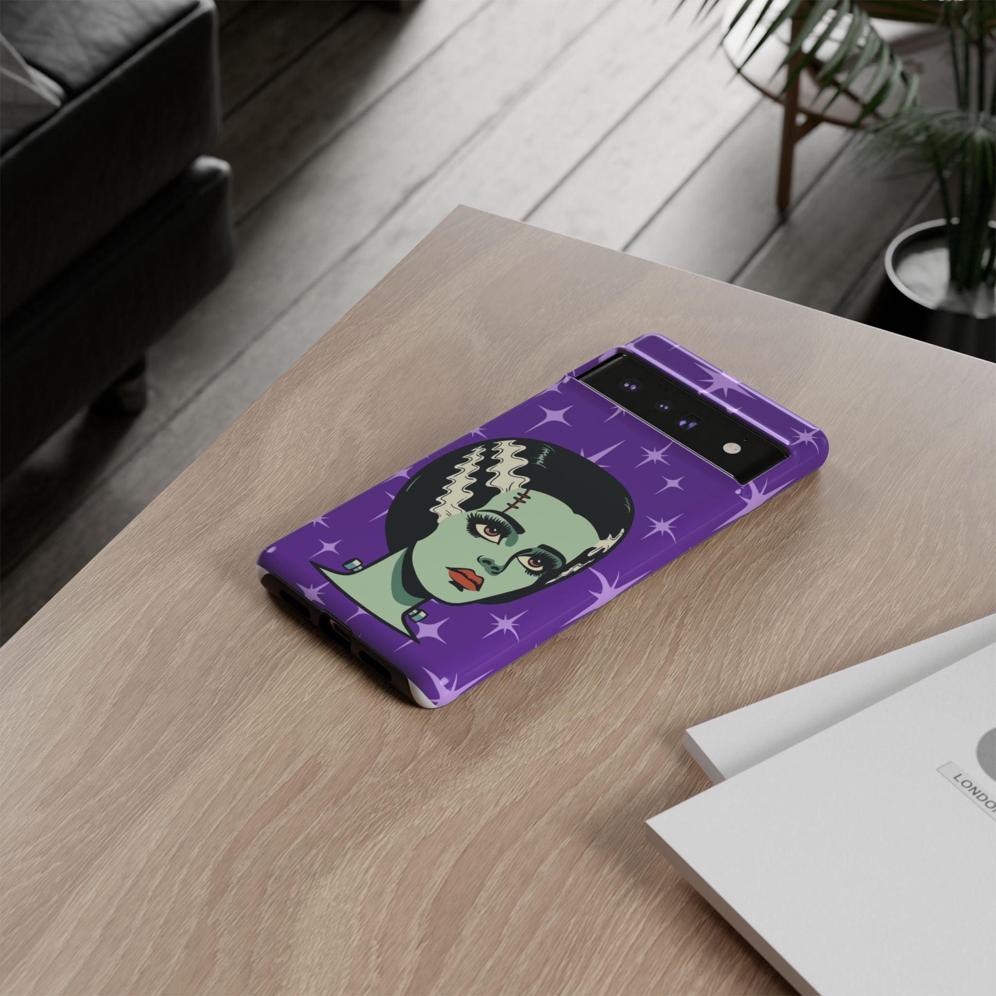 Bride of Frankenstein Retro Mid Mod Horror Buff Purple Halloween Tough Phone Case