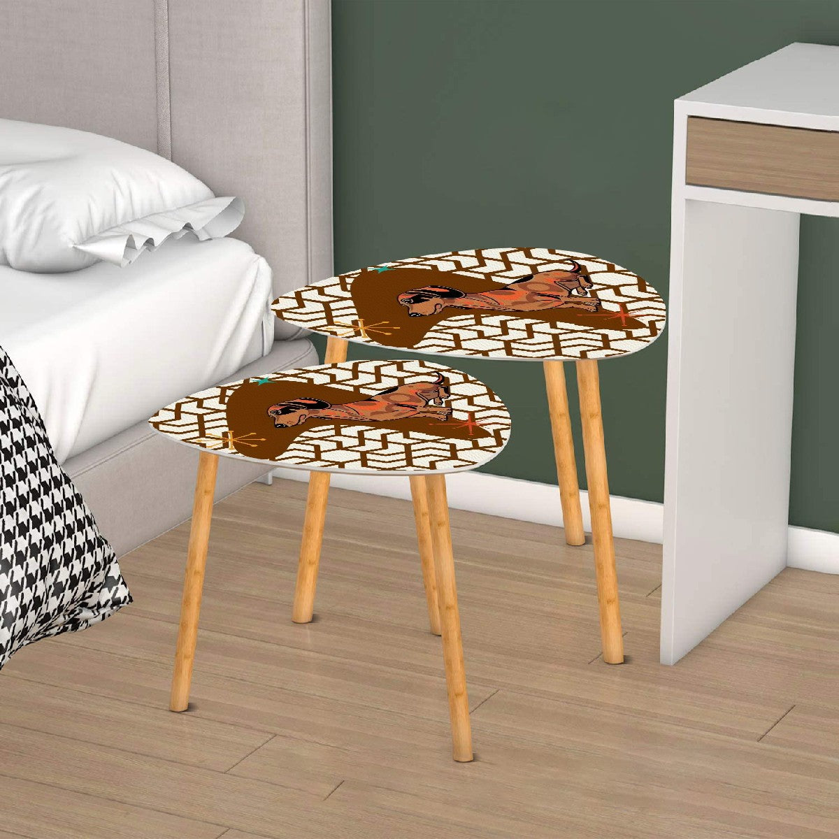 Retro Doxie Art, Velcro Dog Dachshund Mid Century Modern Nesting Tables - Mid Century Modern Gal
