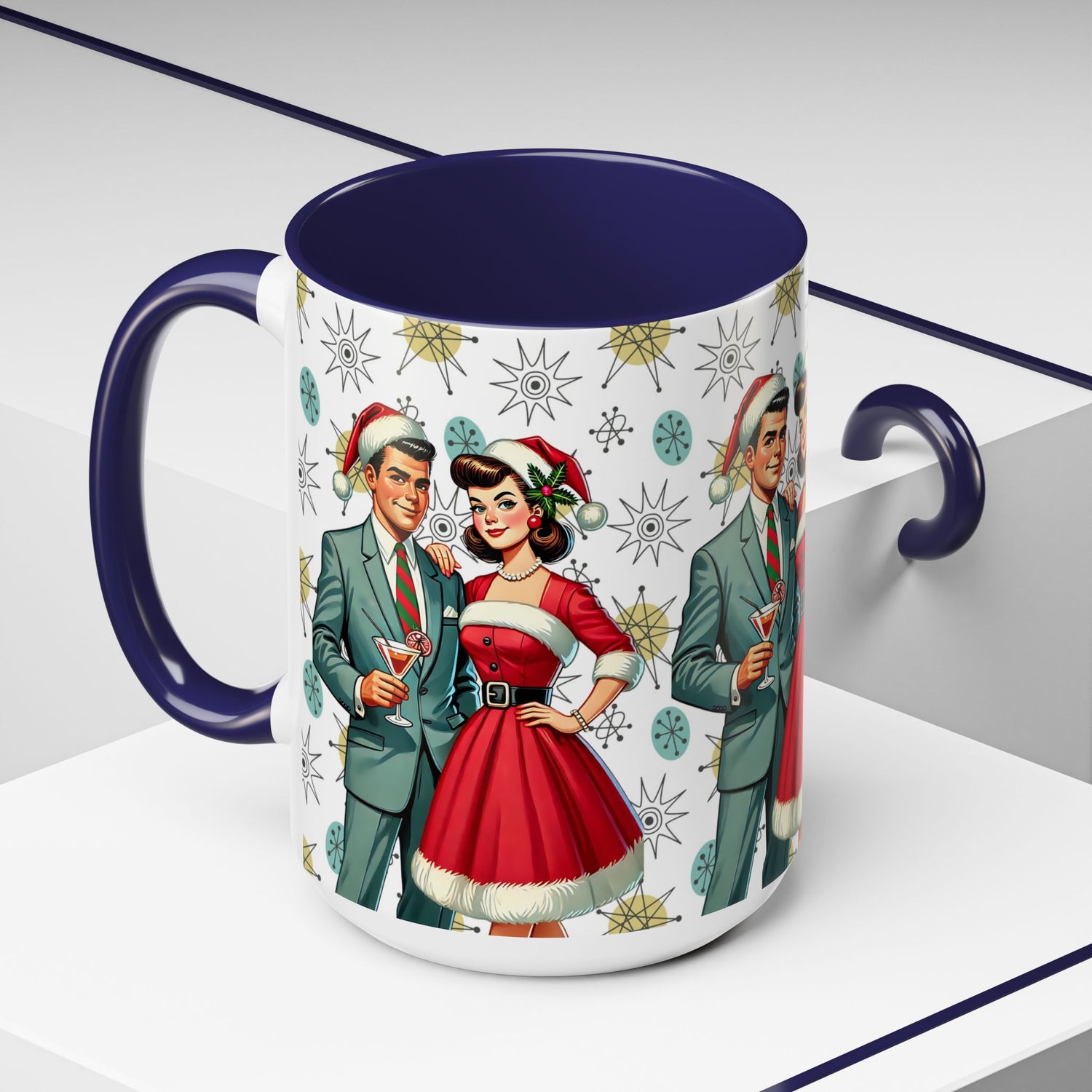 Mid Century Modern Atomic 50s Christmas Franciscan Starburst Pattern Mug - Mid Century Modern Gal