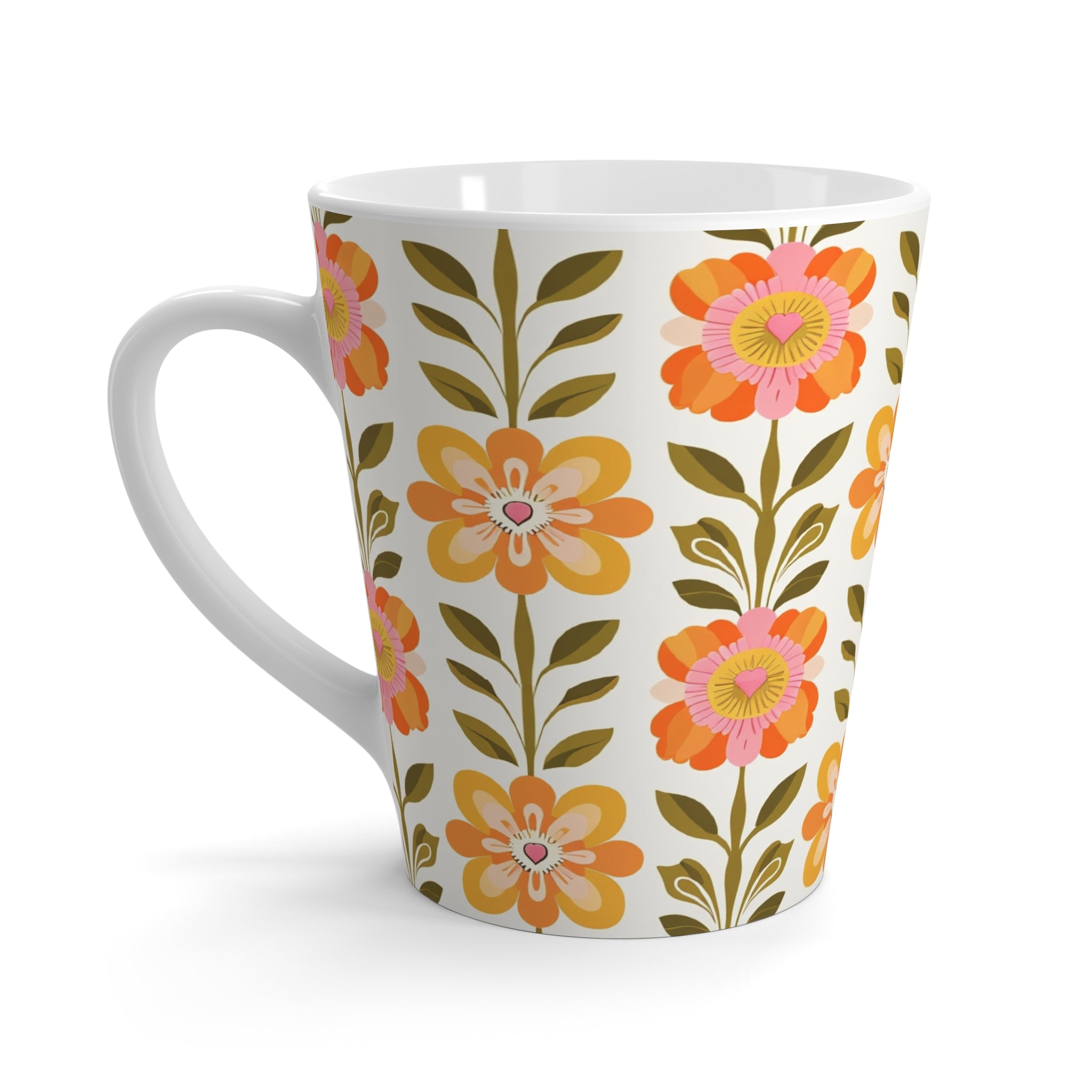 Scandinavian Modern Danish Floral Bohemian Latte Cup - Mid Century Modern Gal