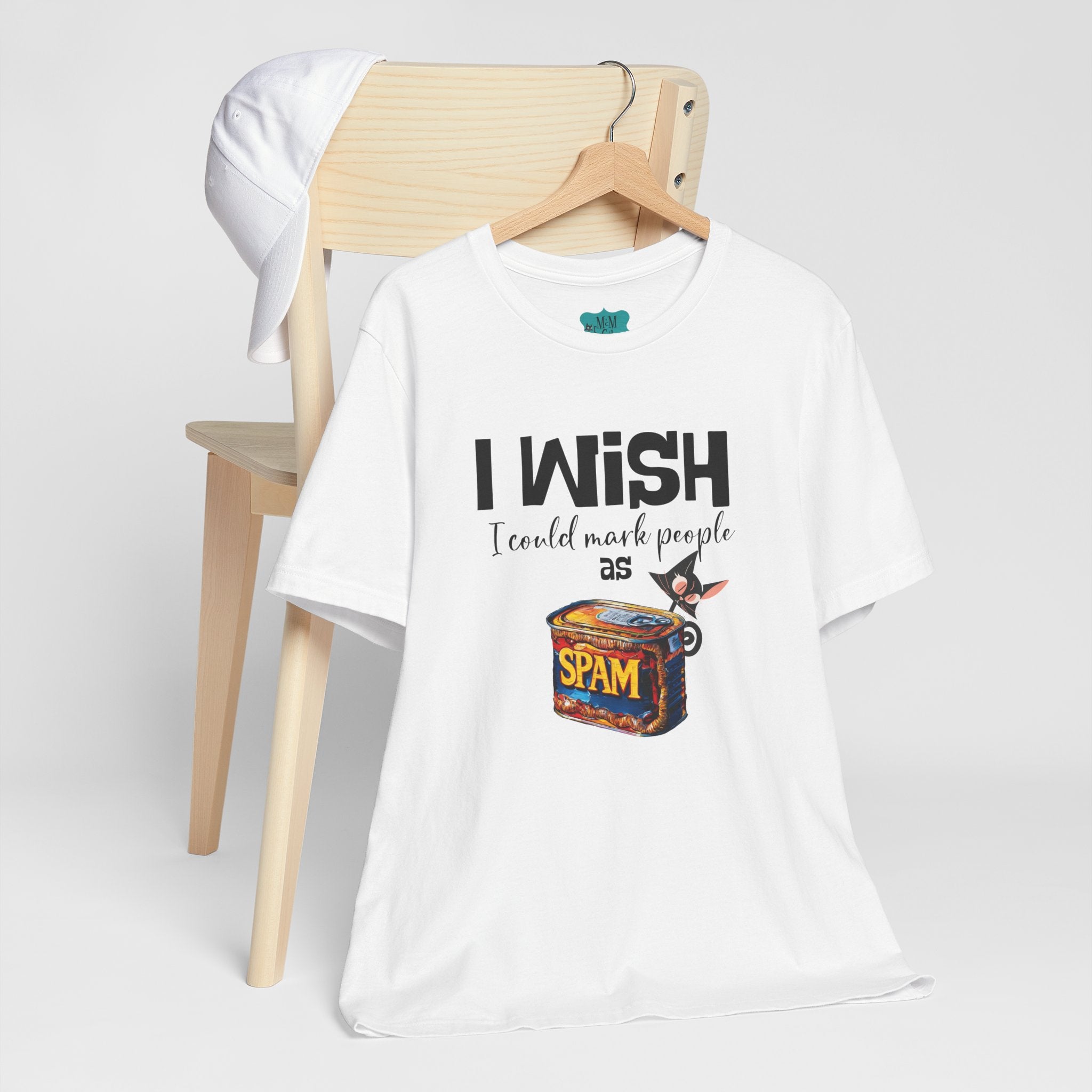 Funny Atomic Cat Mid Mod Retro Tee, I wish I could Mark People As Spam Unisex Jersey Short Sleeve Tee - Mid Century Modern Gal