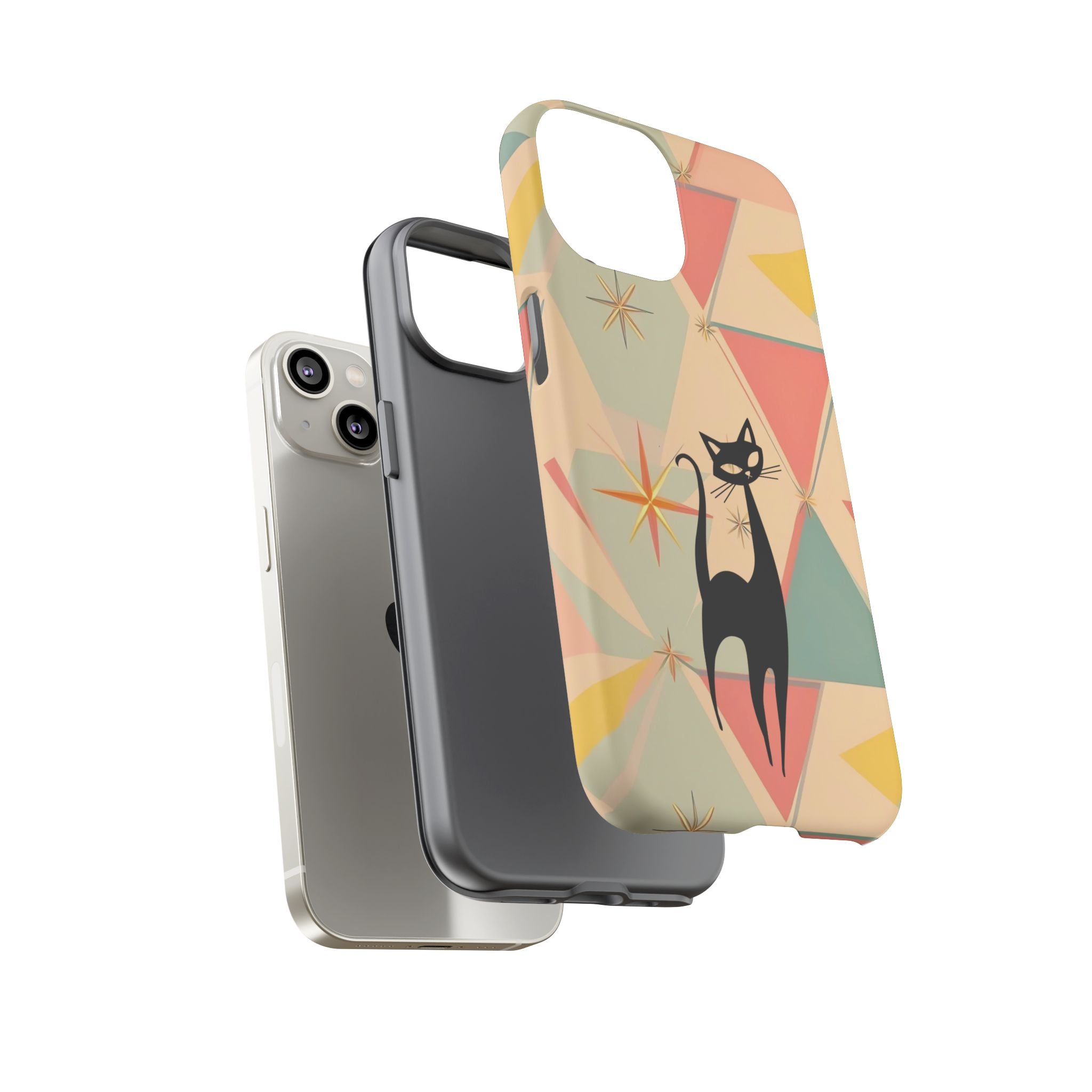 Atomic Cat Mid Mod Retro Cat Phone Case | Tough Cases with Vintage Vibe | Ideal for Cat Lovers