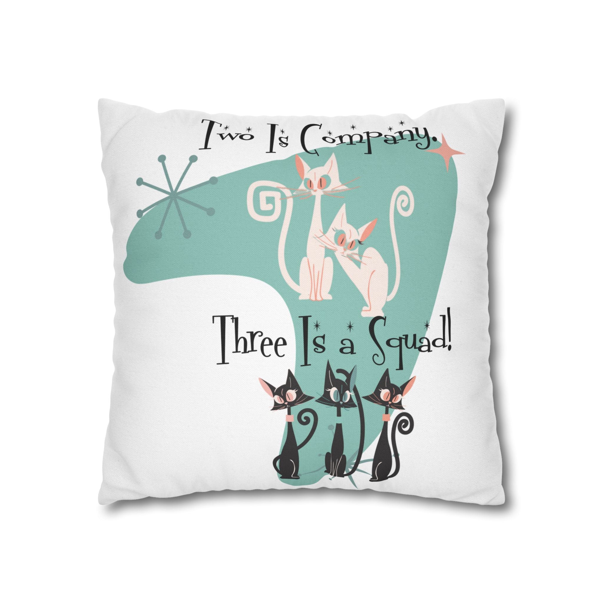 Atomic Kitschy Cats, Mid Mod Boomerang Family Co-worker Bestie Gifts Pillow Cover - Mid Century Modern Gal