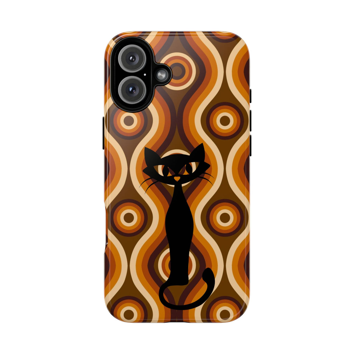 Retro Phone Case, Groovy Brown, Atomic Kitsch Cat Tough Smart Phone Cases