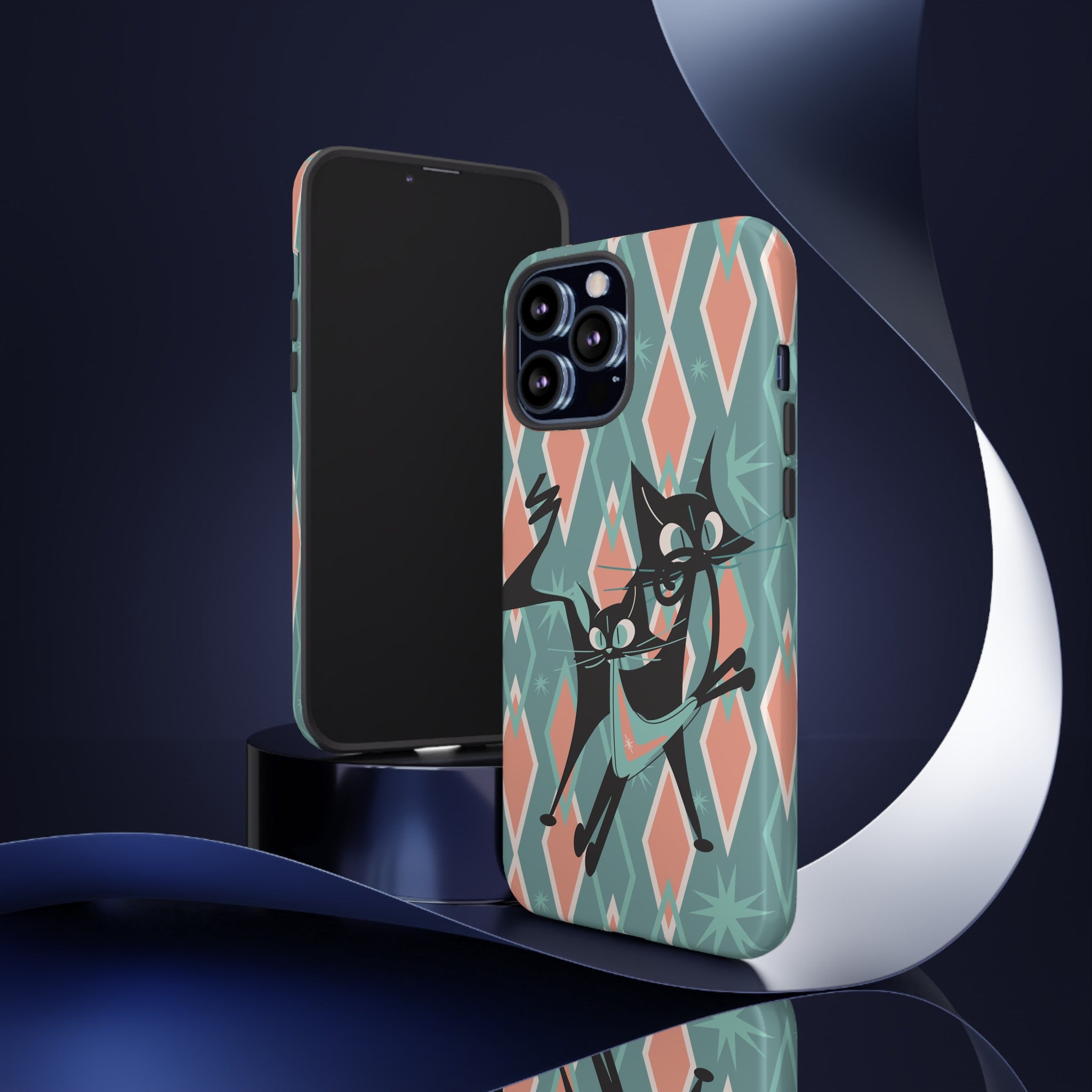 Mid Mod Atomic Cat Kitschy Retro Chic Samsung, Smart Phone Tough Cases - Mid Century Modern Gal