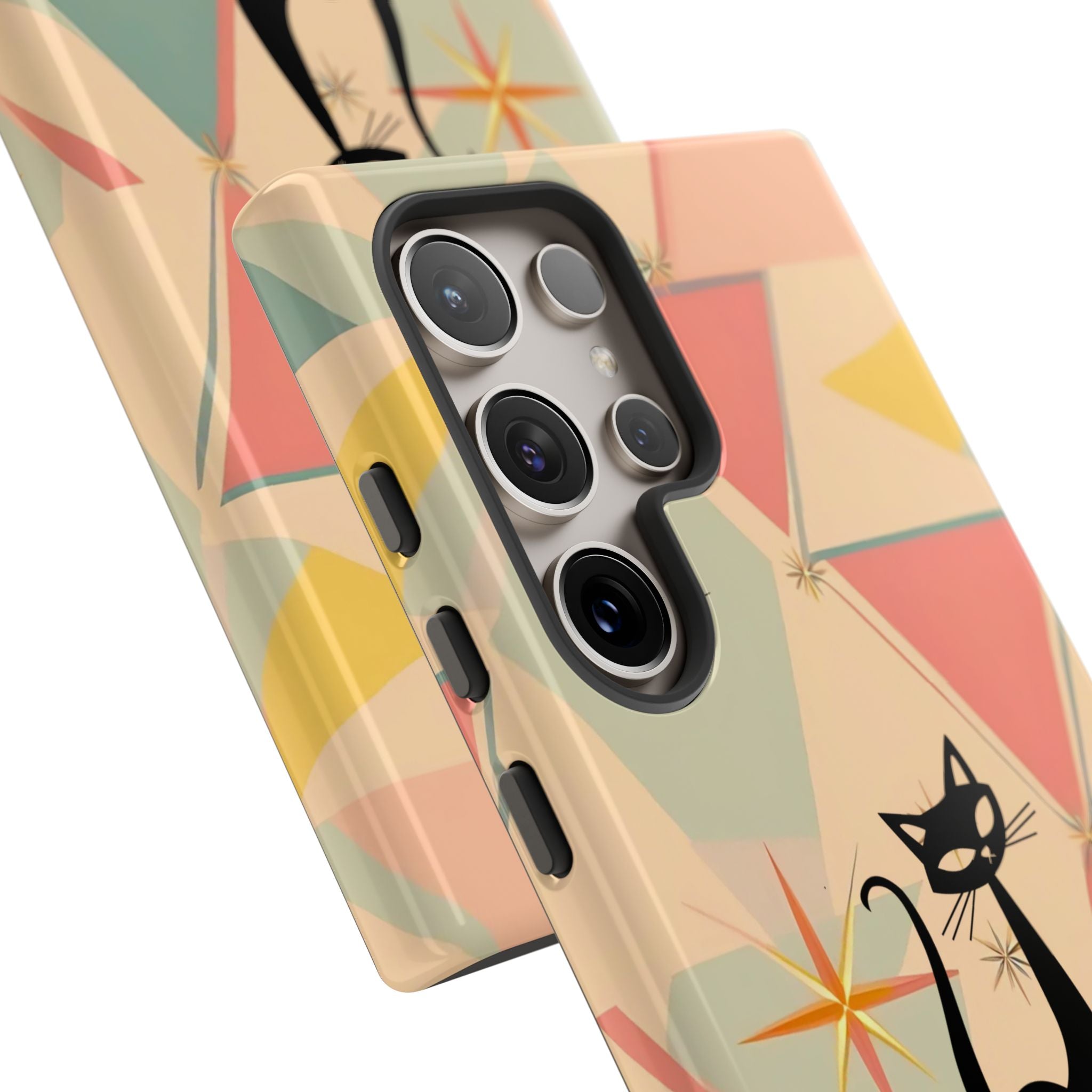 Atomic Cat Mid Mod Retro Cat Phone Case | Tough Cases with Vintage Vibe | Ideal for Cat Lovers