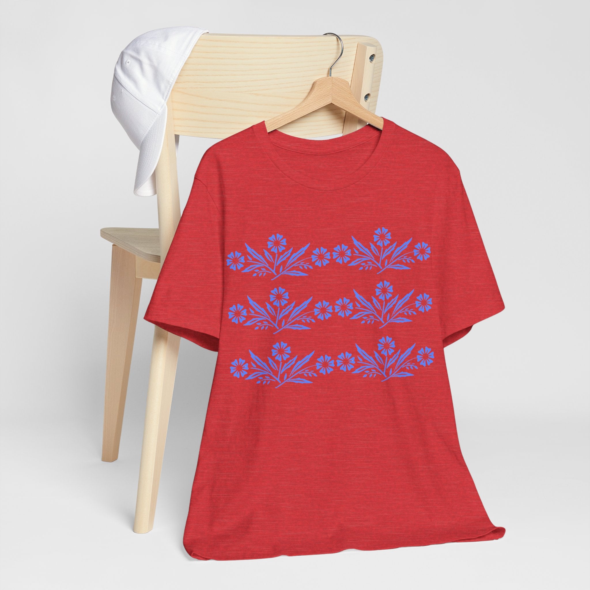 Vintage Corning Ware Inspired Blue Cornflower Retro Mod Tee - Mid Century Modern Gal