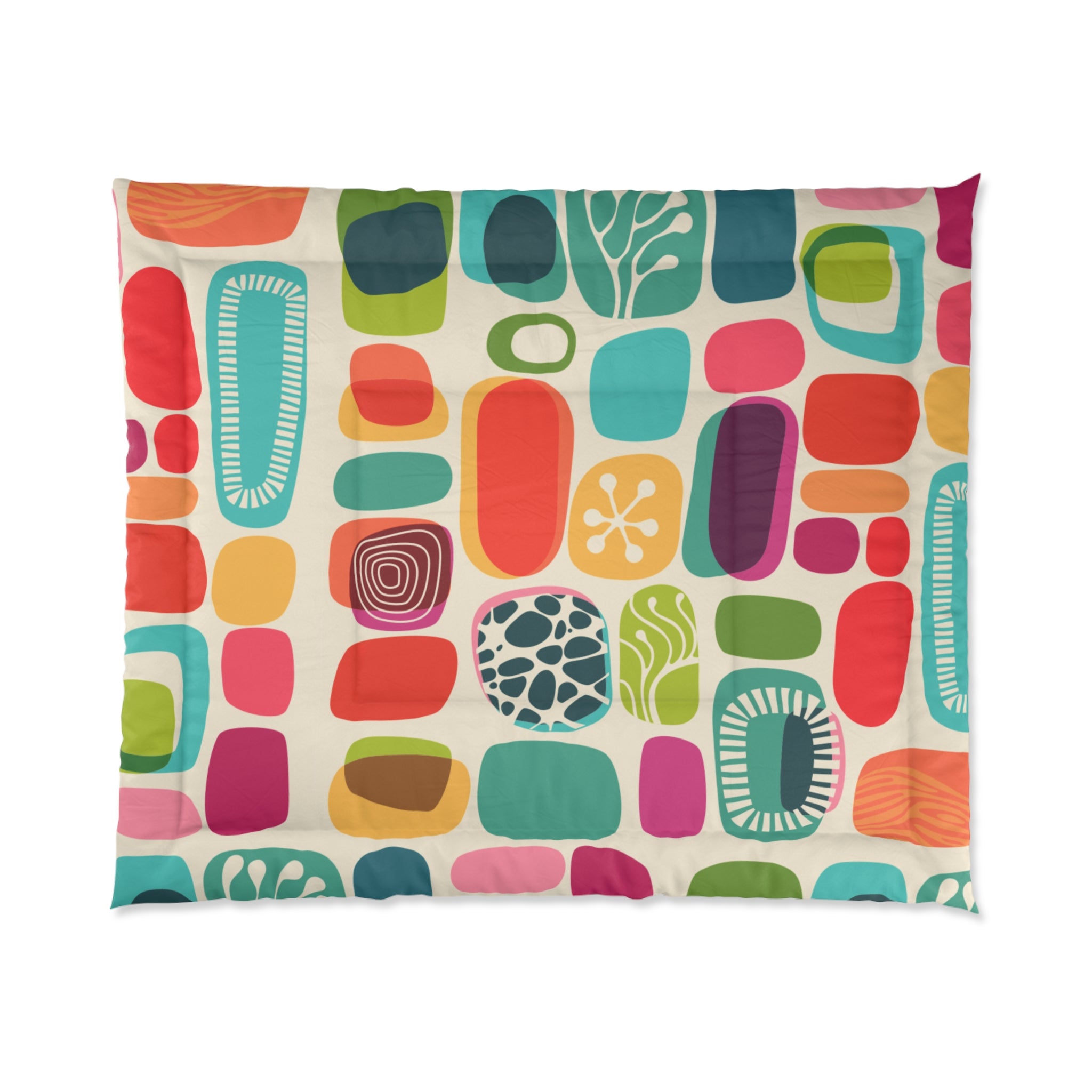 Mid Century Modern, Retro, Geometric Funky FUN, Colorful Design King Or Queen Cozy Comforter - Mid Century Modern Gal