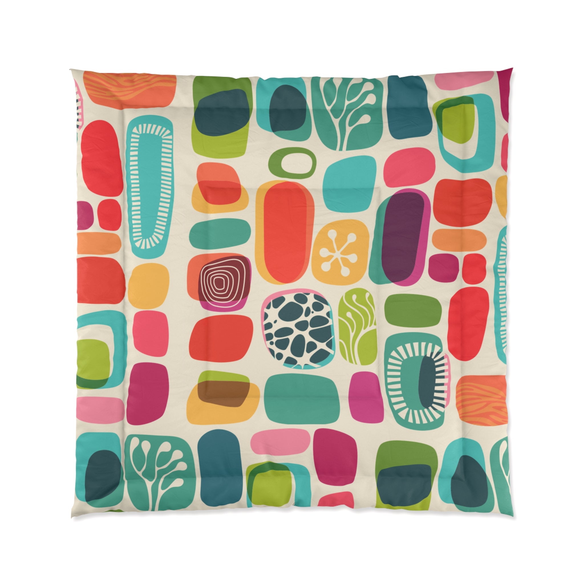 Mid Century Modern, Retro, Geometric Funky FUN, Colorful Design King Or Queen Cozy Comforter - Mid Century Modern Gal