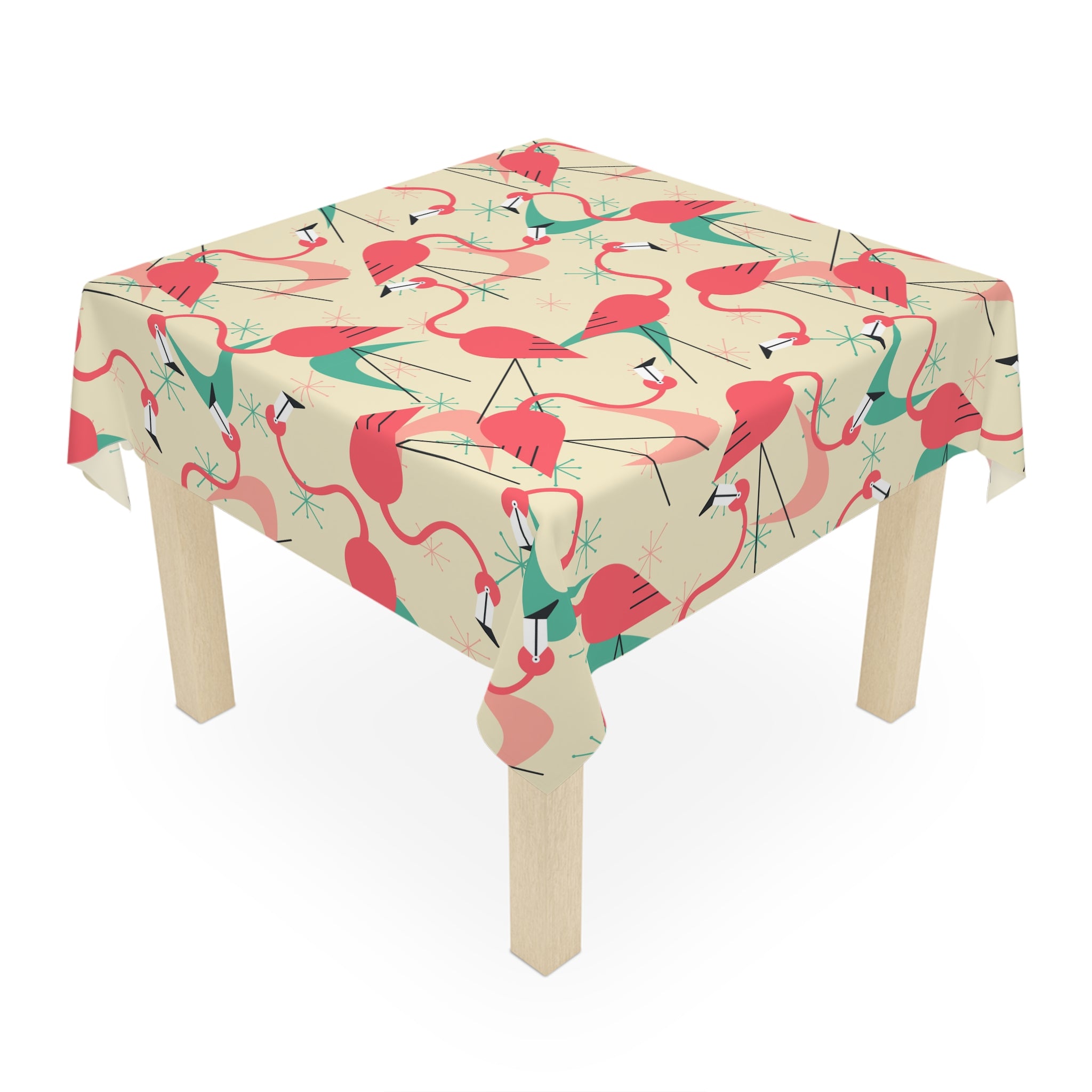 Mid Mod Retro Kitschy Palm Springs California Tropical Flamingo Tablecloth - Perfect for Summer Vibes - Mid Century Modern Gal
