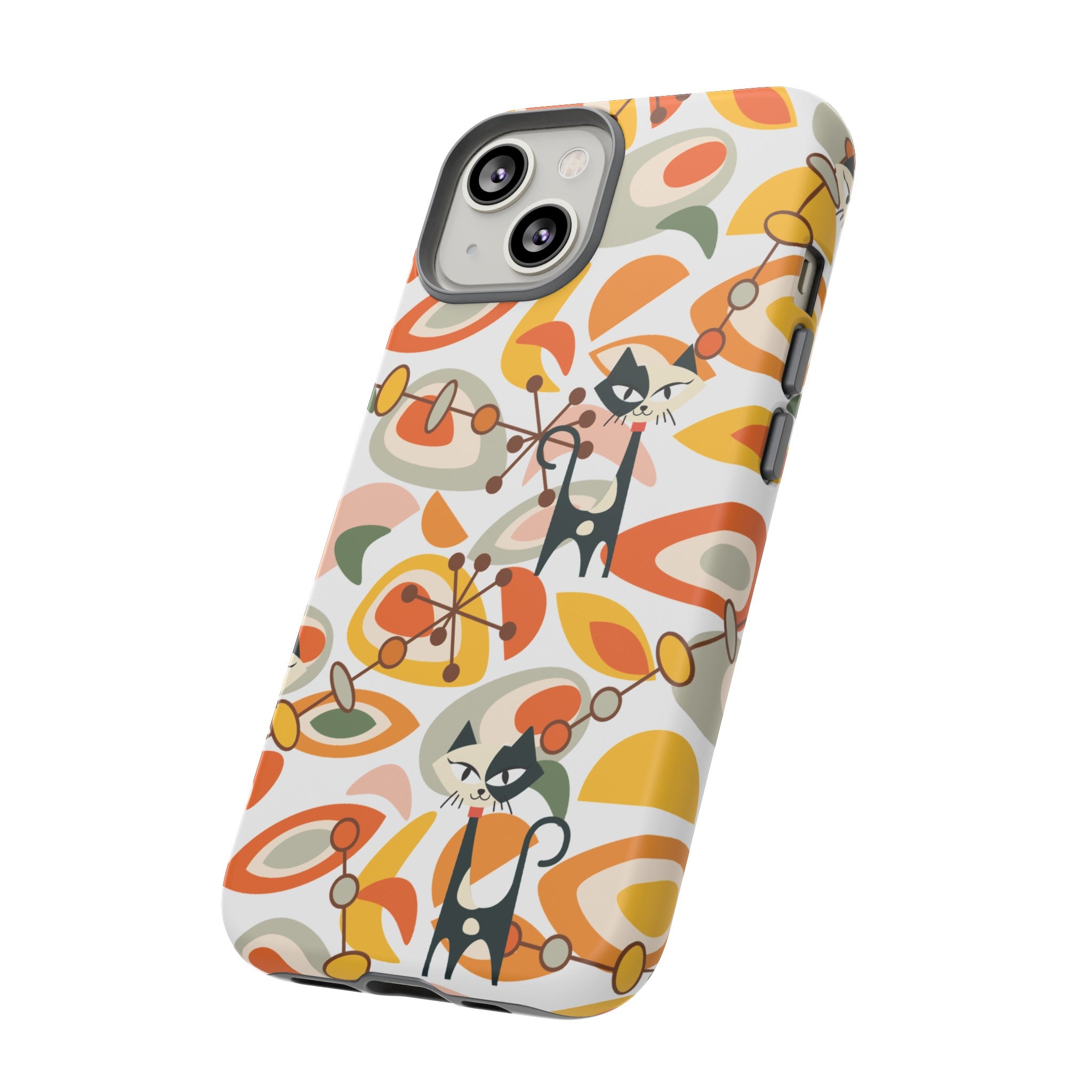 Atomic Cat Mid Mod Orange, Yellow, Groovy Cat Smart Phone Tough Cases