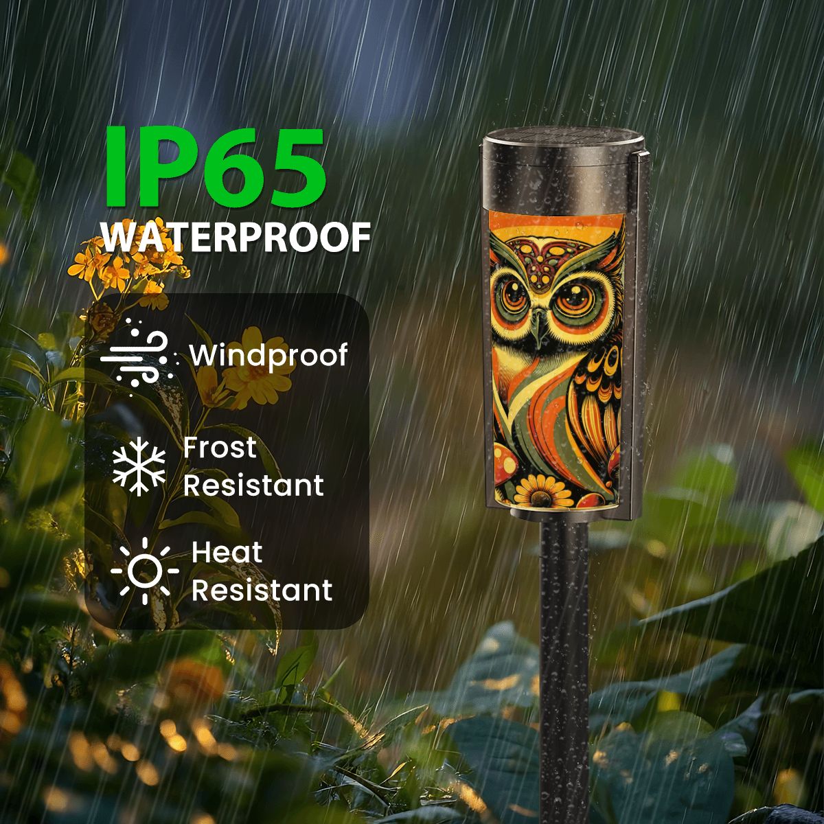 Retro 70s Owl Groovy Mushroom Mid Century Modern Outdoor Solar Lights - Mid Century Modern Gal