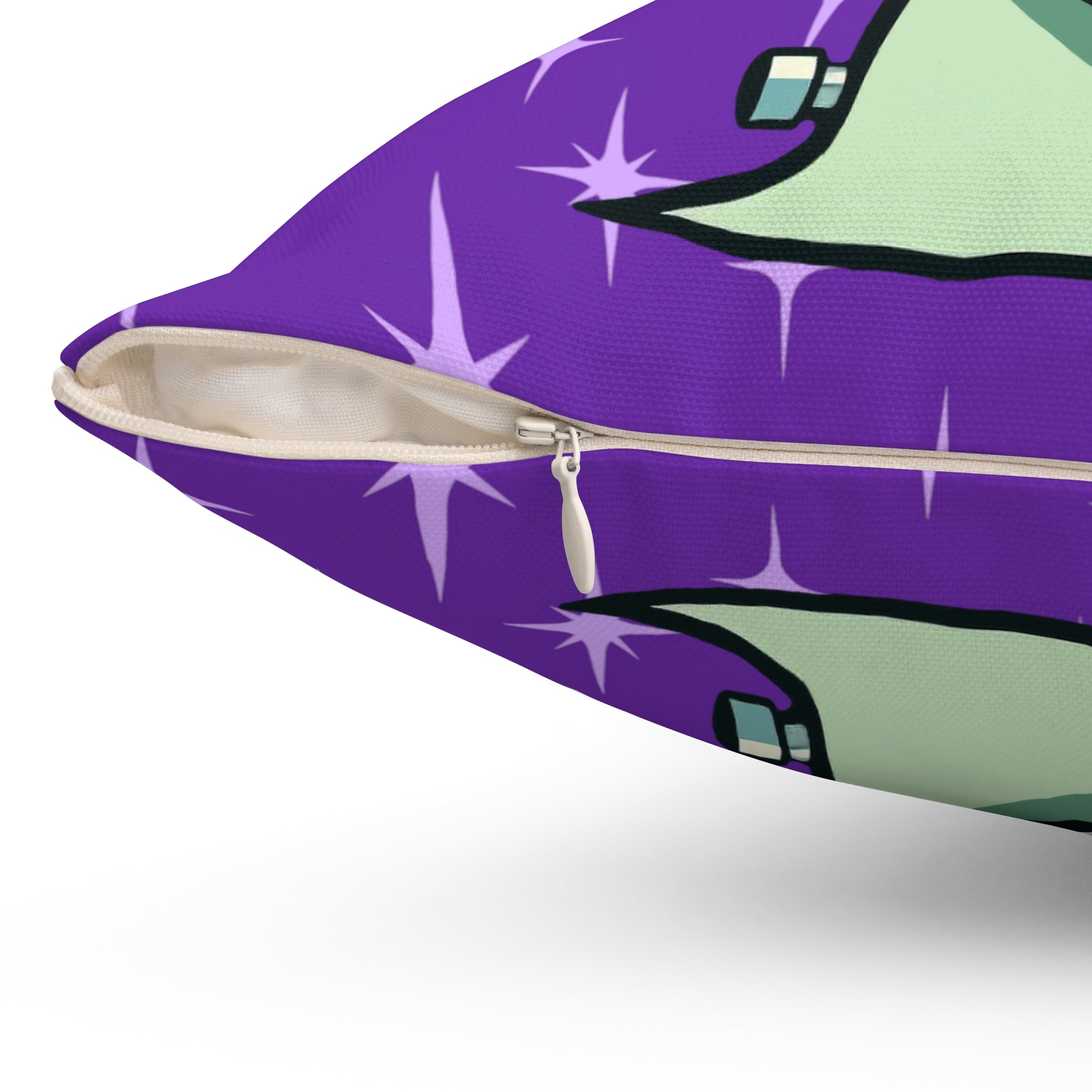 Bride of Frankenstein Retro Mid Mod Horror Buff Purple Halloween Pillow Cover and Insert - Mid Century Modern Gal