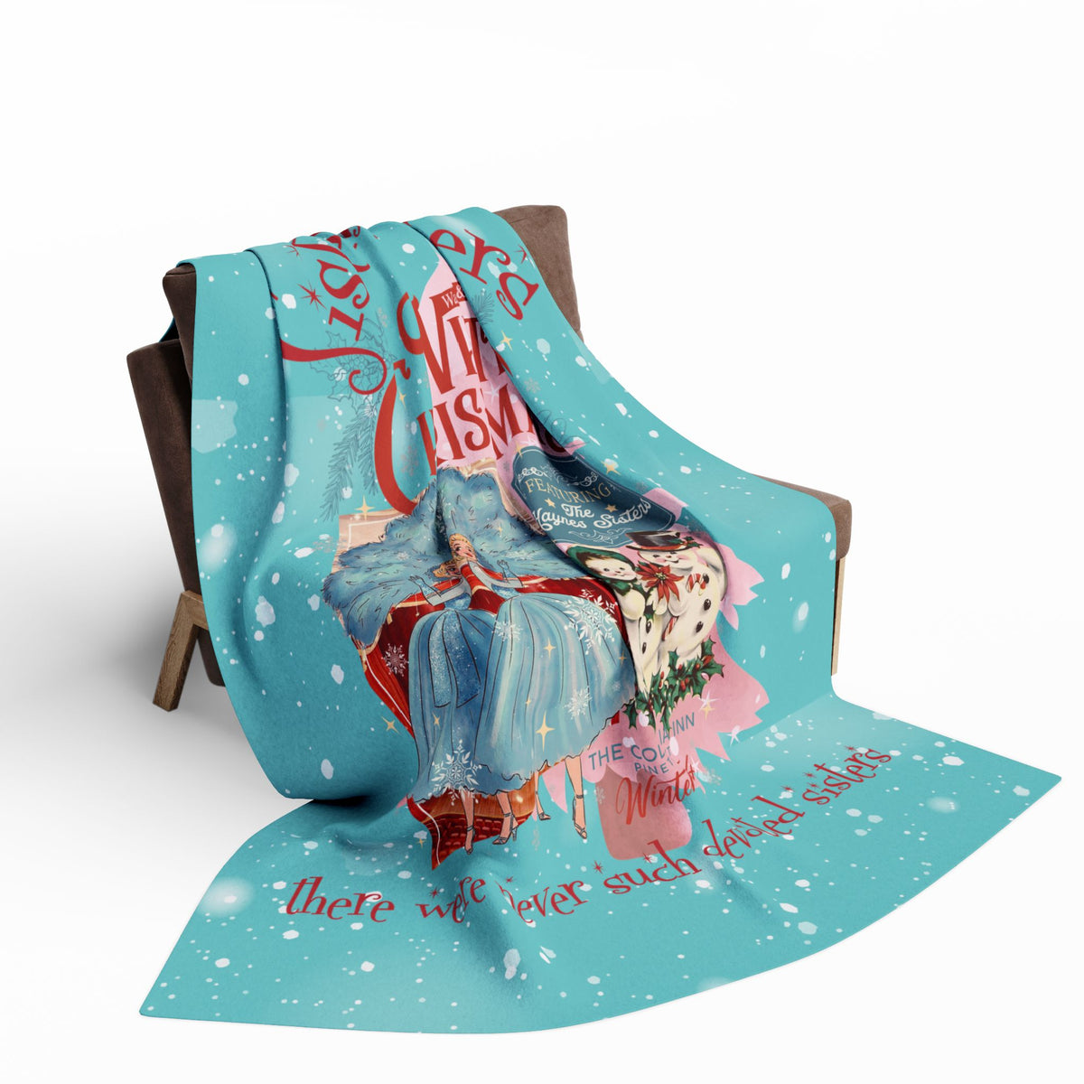 Sisters' Sisters White Christmas Arctic Fleece Blanket - Cozy Holiday Décor - Mid Century Modern Gal