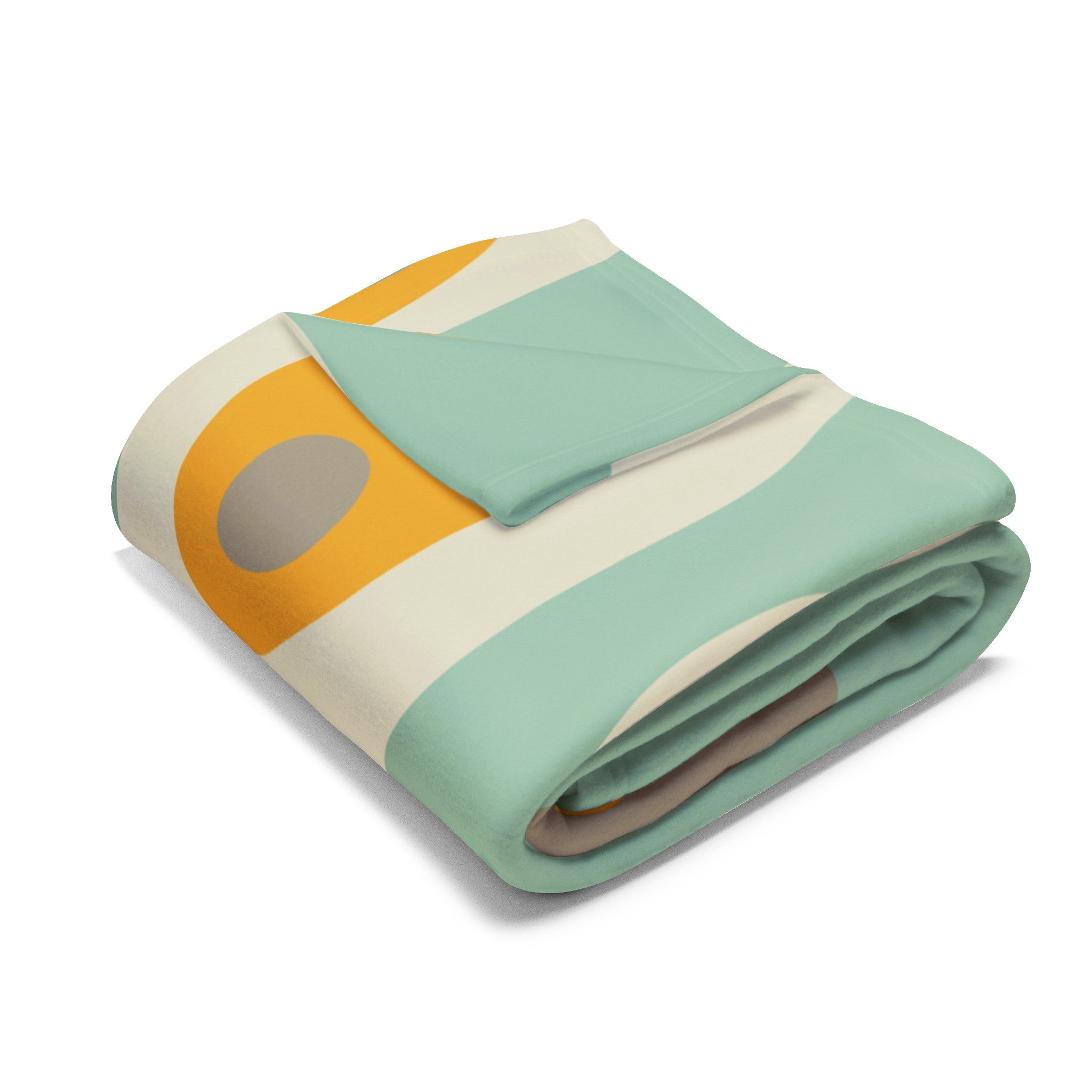 Mid Century Modern Mint Green, Mustard Yellow Mod Orb MCM Lightweight Fleece Blanket - Mid Century Modern Gal