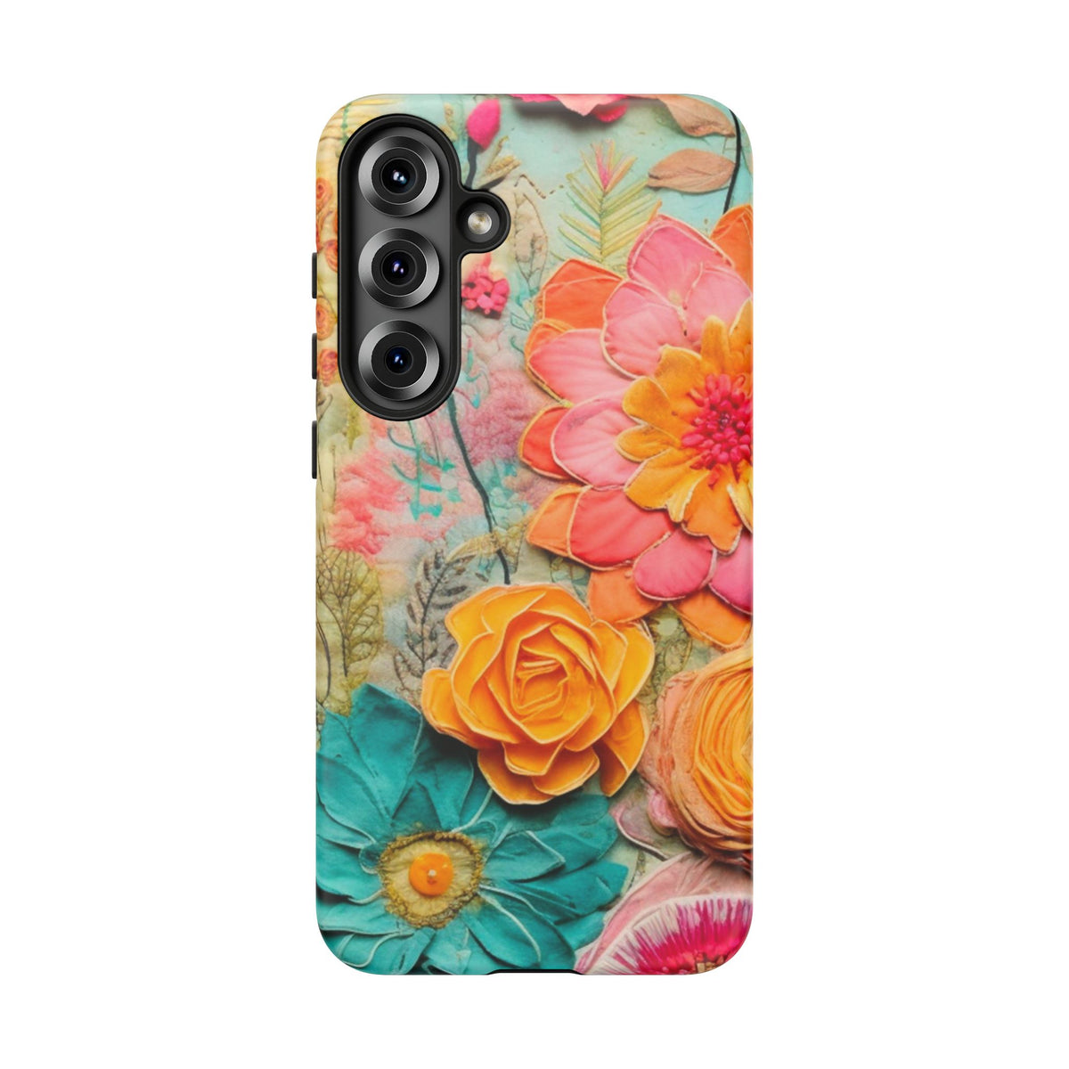 Boho Retro Floral Faux Pressed Flowers Smart Phone Tough Phone Cases