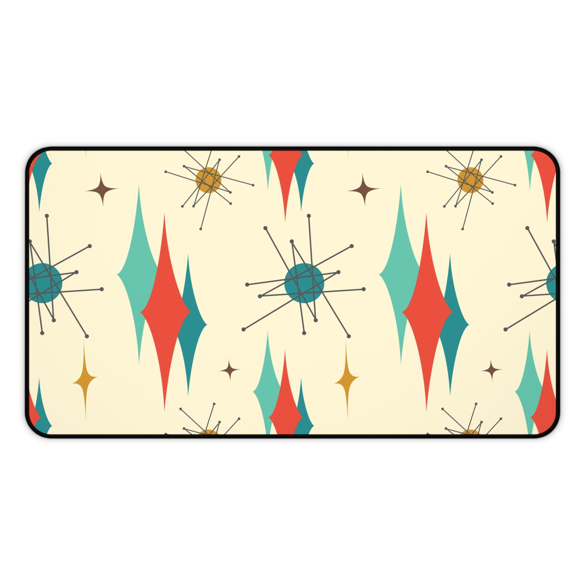 Franciscan Starburst Mid Century Modern Retro-Inspired Desk Mat with Geometric Print - Stylish Workspace Decor - Mid Century Modern Gal