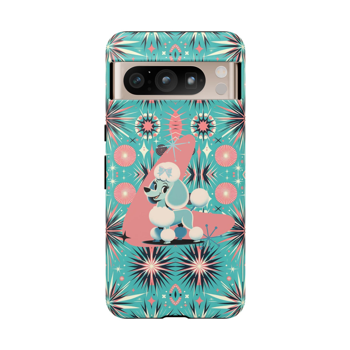 1950s Mid Century Modern Atomic Pink, Poodle Retro Smart Phone Tough Cases