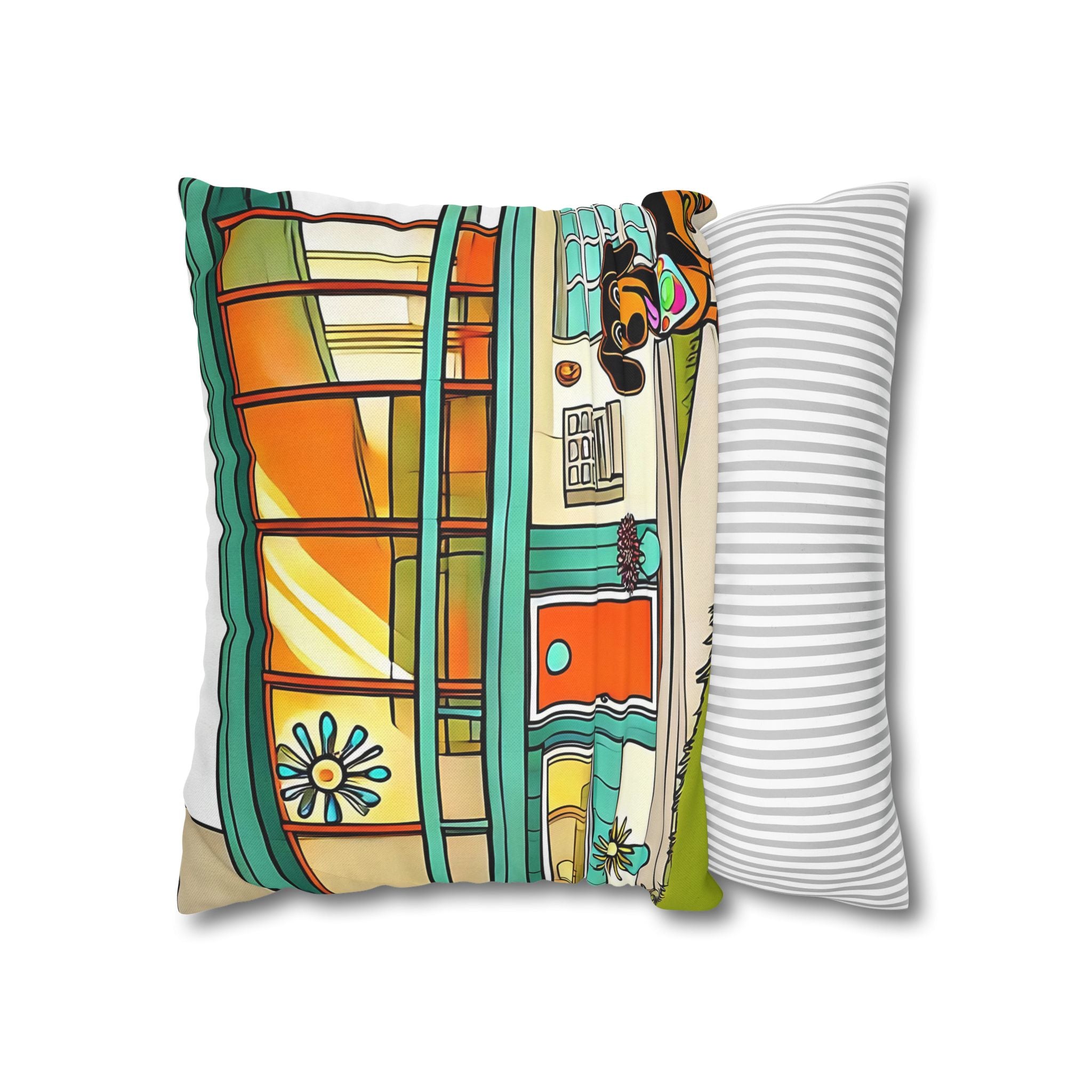 Doxie Dog Dwelling, Kitschy Mid Century Modern Pillow COVER Only - Mid Century Modern Gal