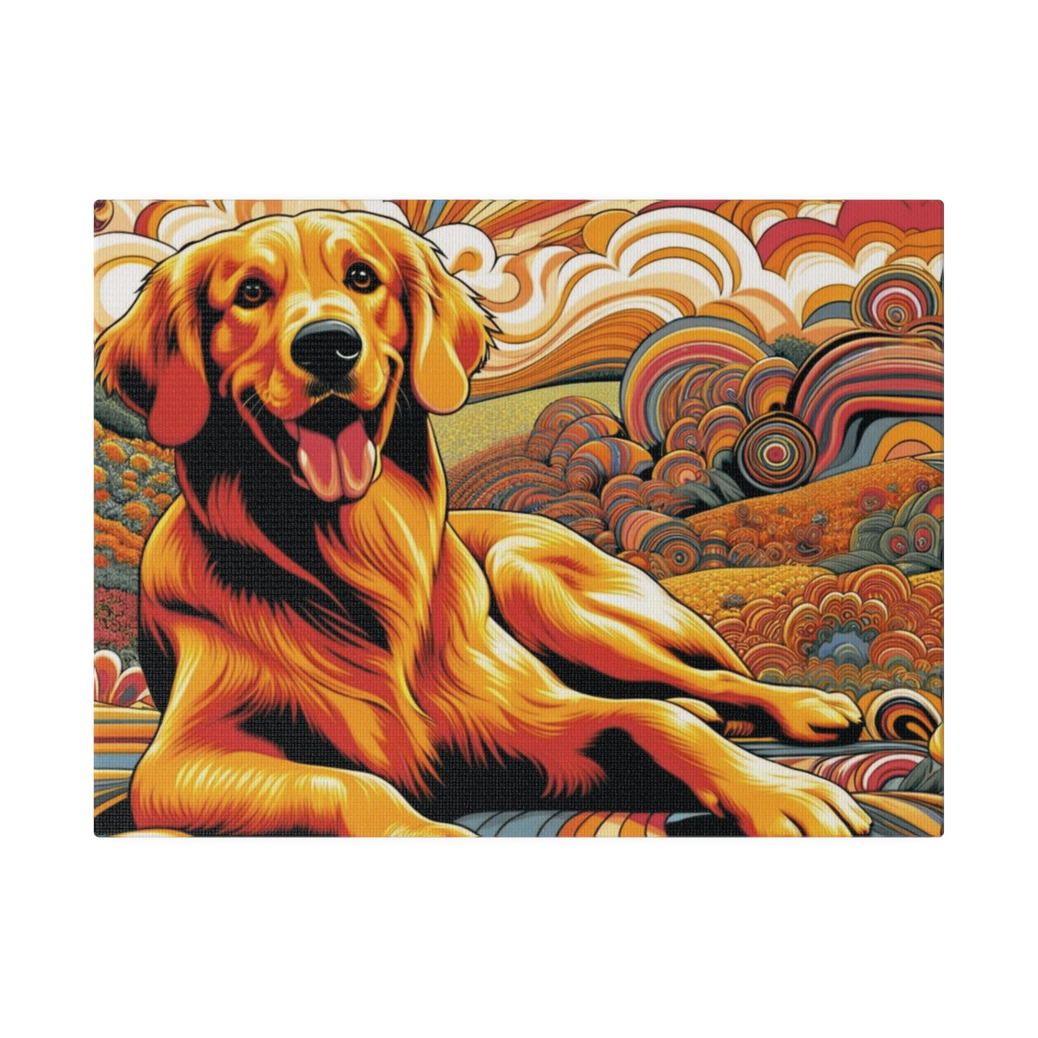Golden Retriever Gift, Retro Wall Art, Groovy Hipster Style Mod, Golden Mom Dog Lover Wall Art - Mid Century Modern Gal