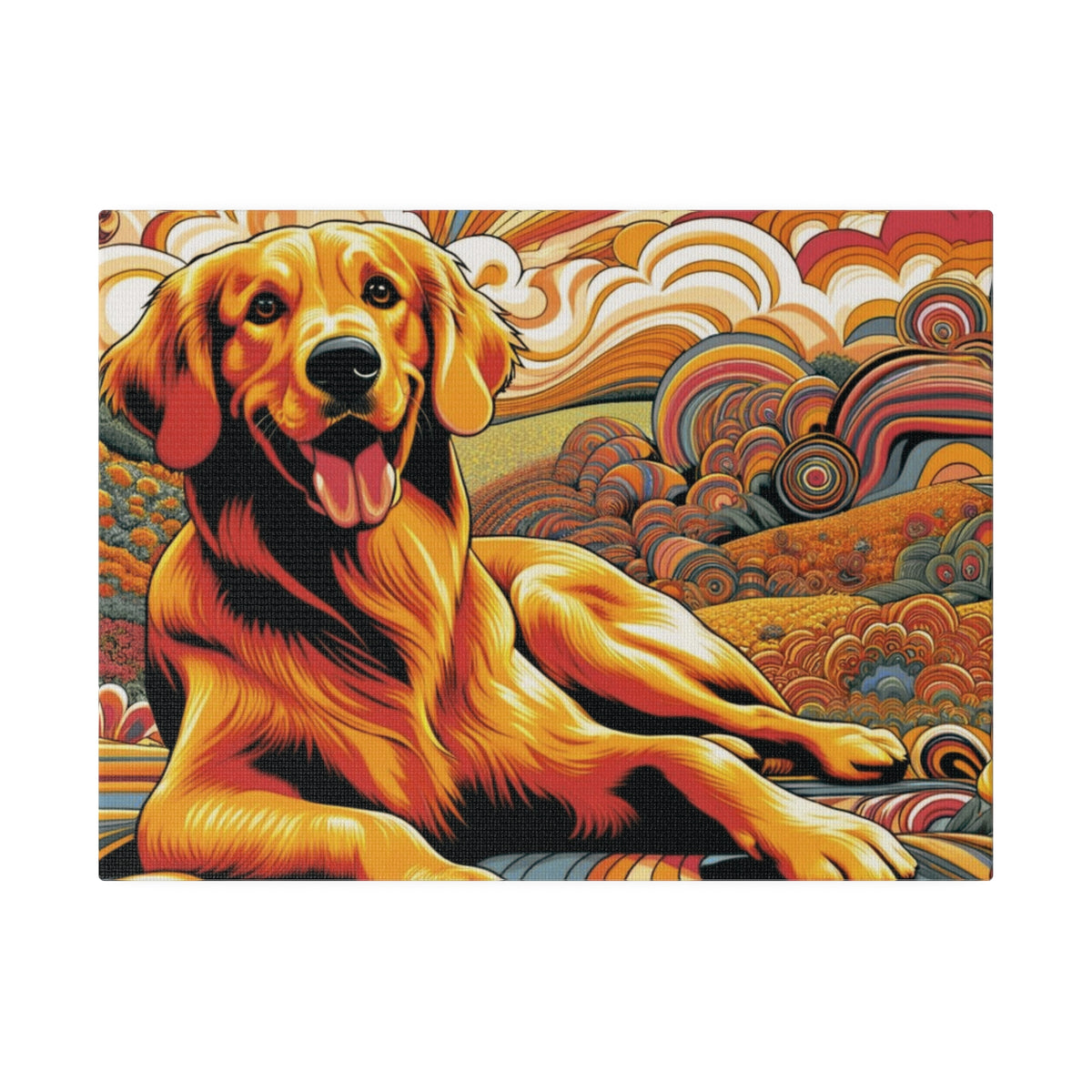 Golden Retriever Gift, Retro Wall Art, Groovy Hipster Style Mod, Golden Mom Dog Lover Wall Art - Mid Century Modern Gal