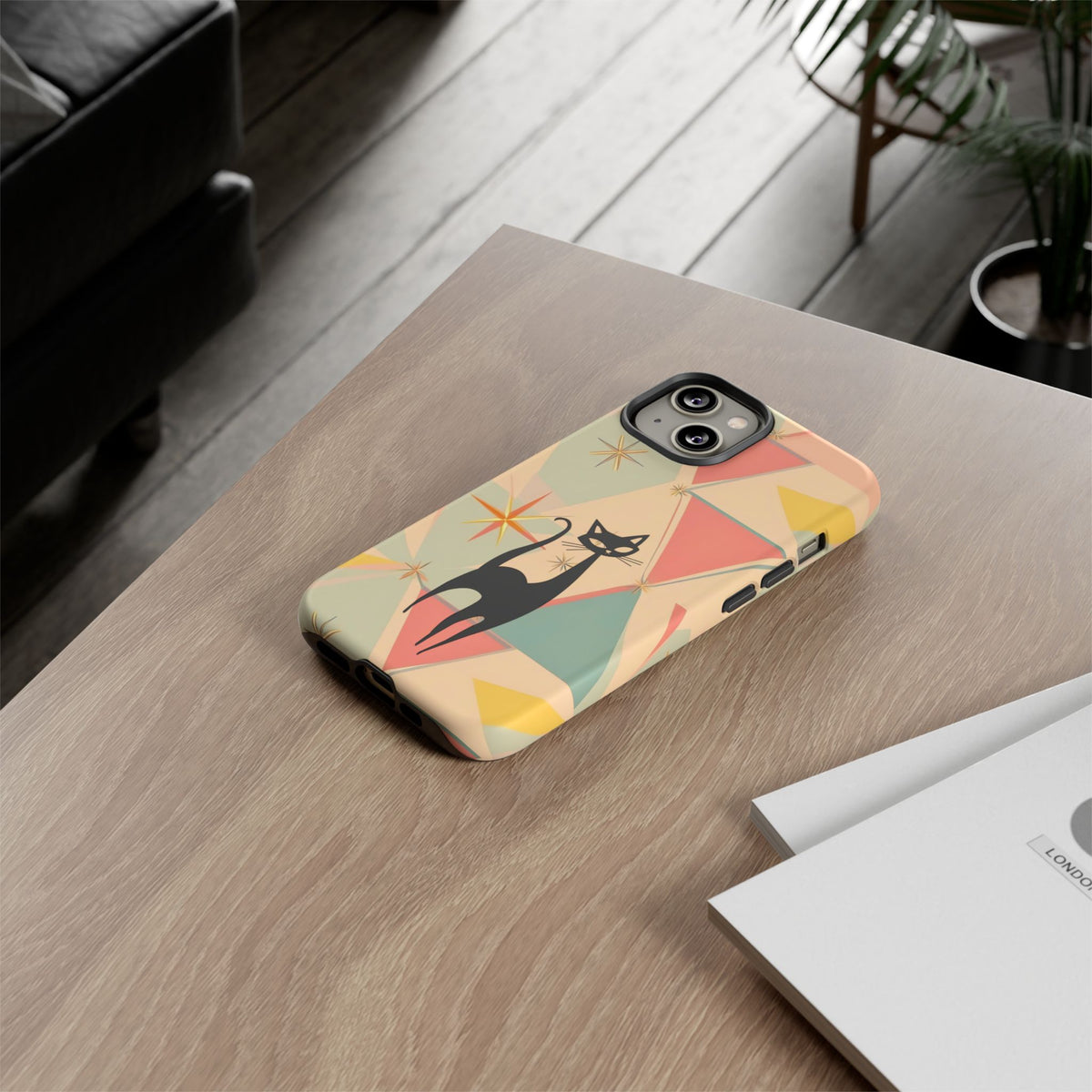 Atomic Cat Mid Mod Retro Cat Phone Case | Tough Cases with Vintage Vibe | Ideal for Cat Lovers