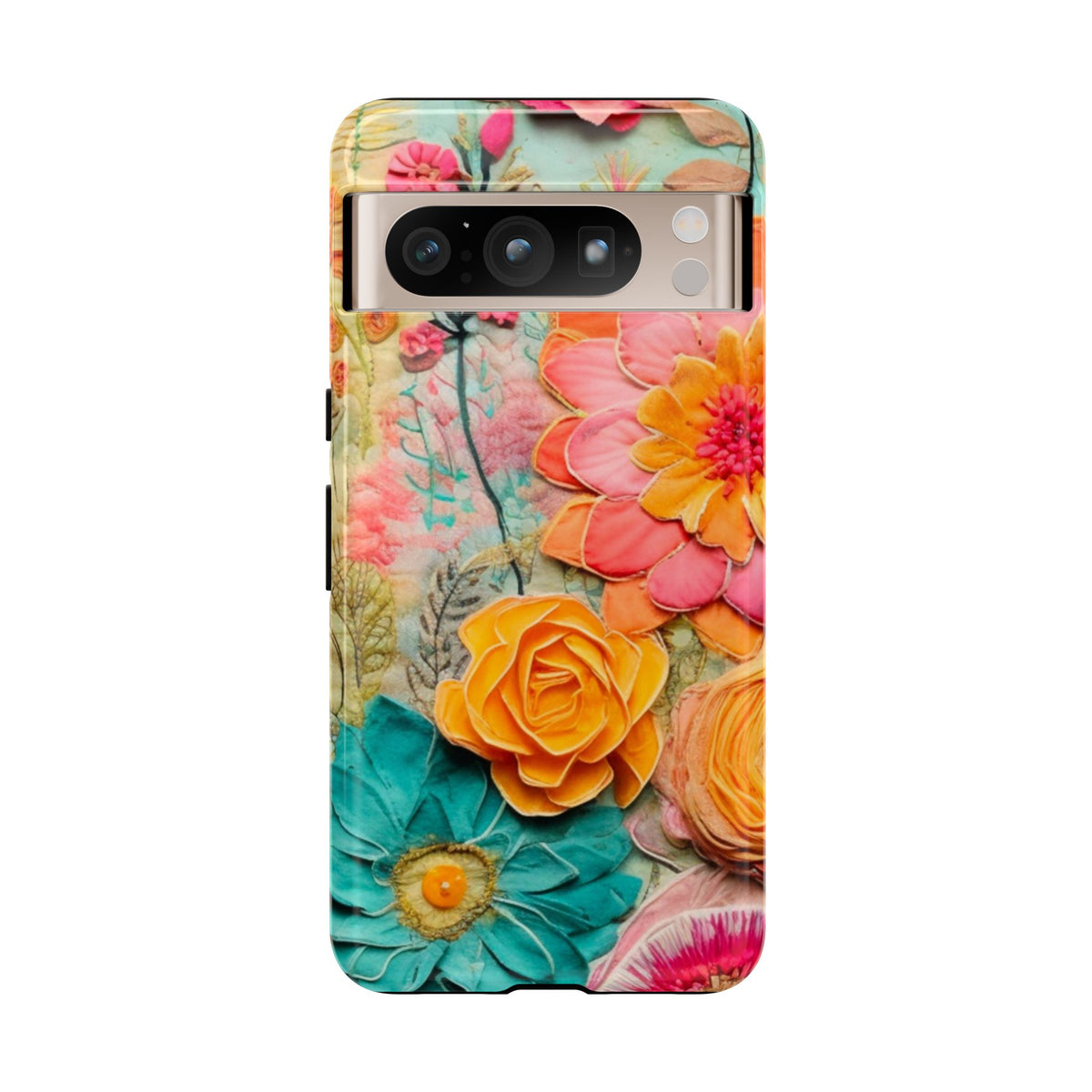 Boho Retro Floral Faux Pressed Flowers Smart Phone Tough Phone Cases - Mid Century Modern Gal
