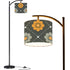 Scandinavian Floral, Mustard Yellow, Gray Mid Century Modern Arc Floor Lamp - Mid Century Modern Gal