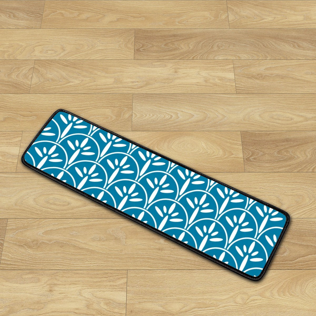 Art Deco Stair Tread Carpets | Blue And White Mid Century Modern Style Non Slip Carpet for Stairs Treads - Mid Century Modern Gal