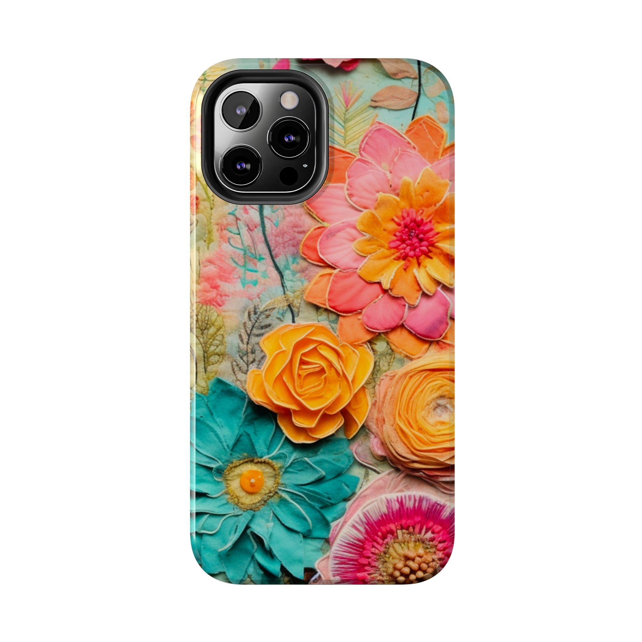 Boho Retro Floral Faux Pressed Flowers Smart Phone Tough Phone Cases - Mid Century Modern Gal