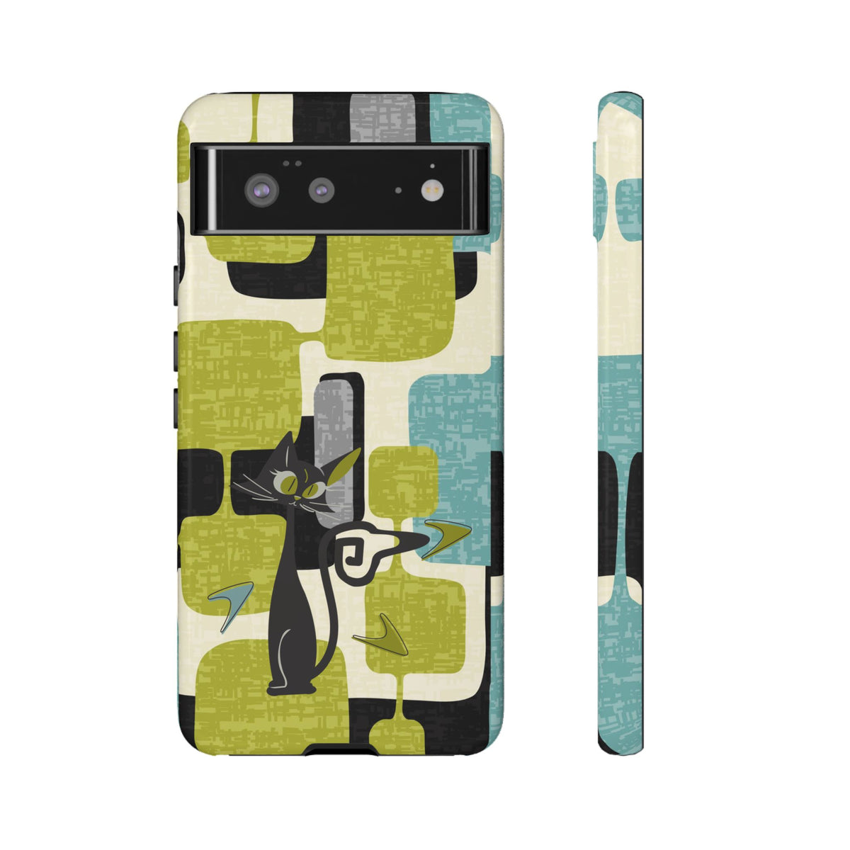 Mid Century Modern Geometric Kitschy Cat, Boomerang Retro Smart Phone Tough Cases - Mid Century Modern Gal