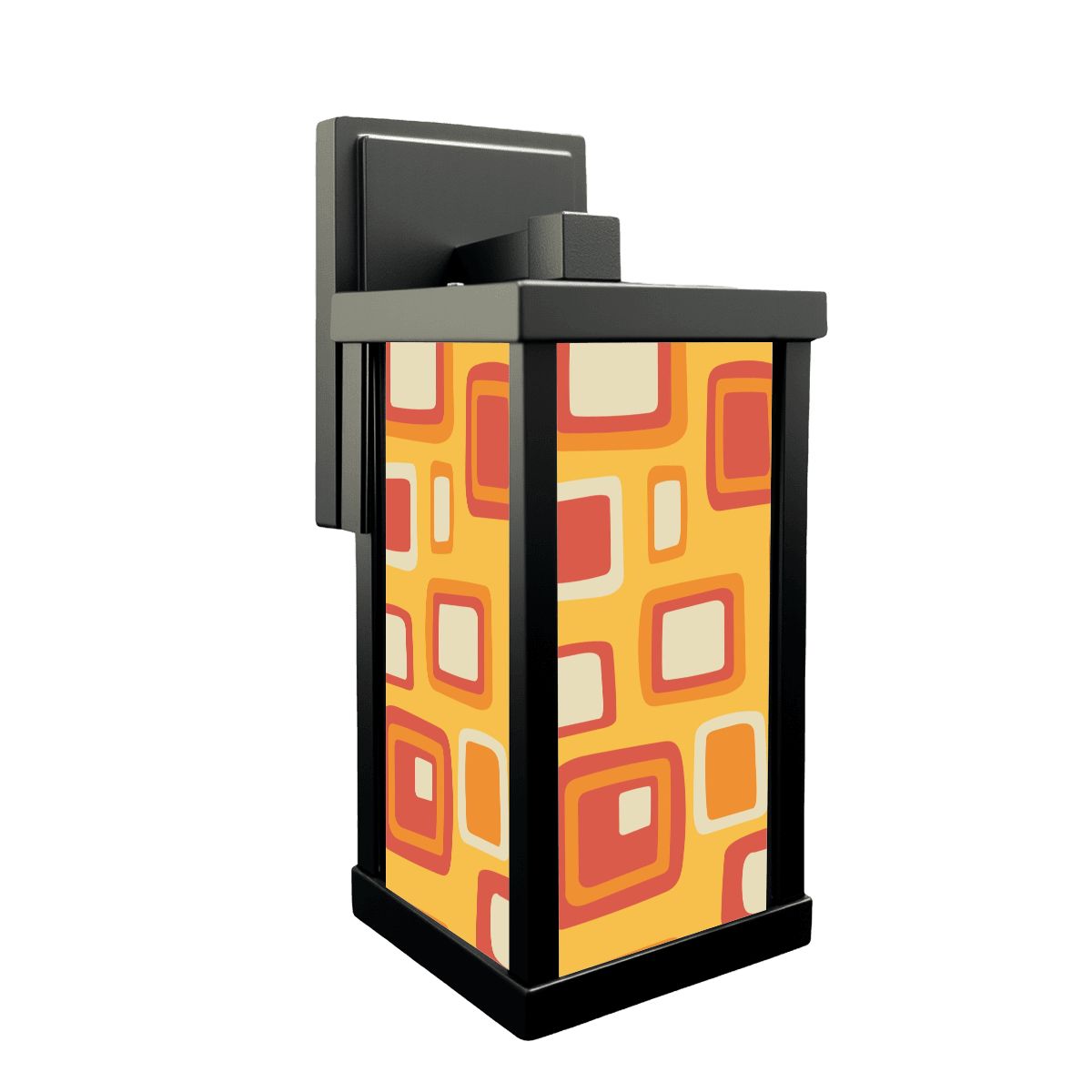 Mid Mod Geometric Yellow, Orange Retro Wall Sconce, Indoor Outdoor Entry Patio Wall Light - Mid Century Modern Gal