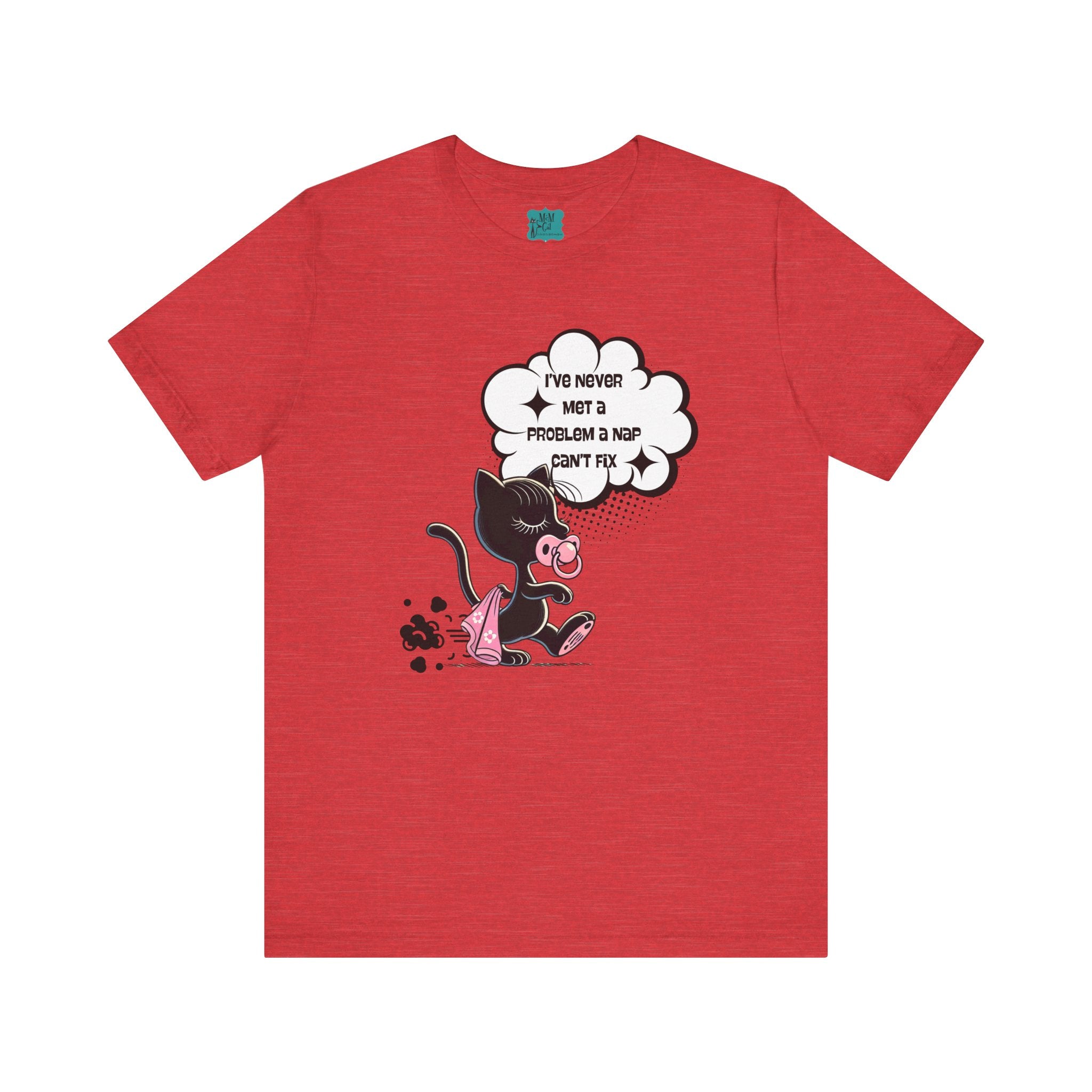 Quirky Retro Cat, Funny Mod Cat Dragging Blankie, Nap Quote Shirt Unisex Jersey Short Sleeve Tee - Mid Century Modern Gal