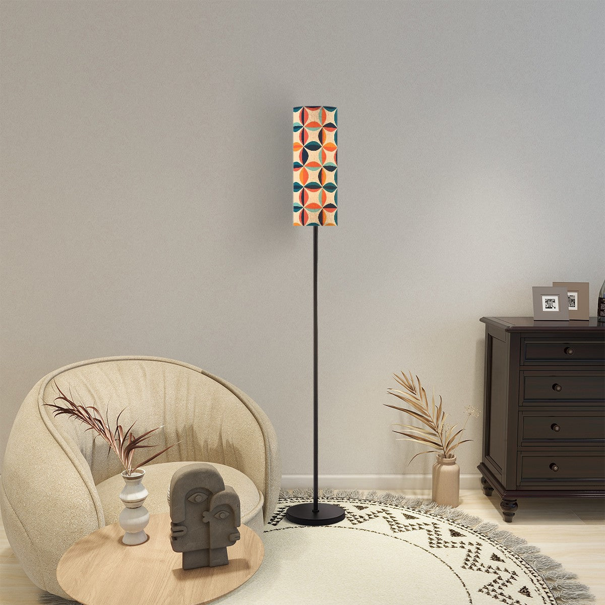 Mid Century Modern Orange Blue Teal Scandinavian Designed Floor Lamp - Mid Century Modern Gal